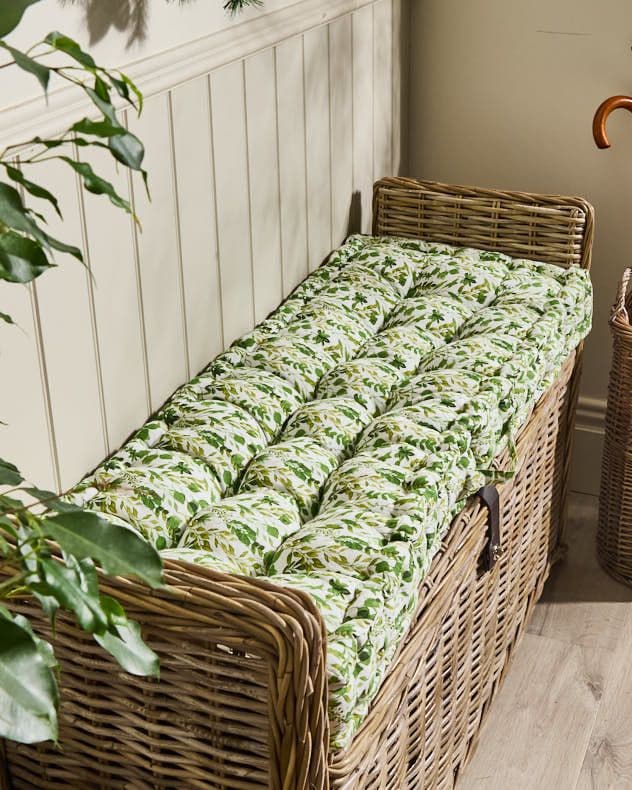 Vintage Leaf Print Cotton Indoor Hallway Furniture Bench Seat Pad Cushion