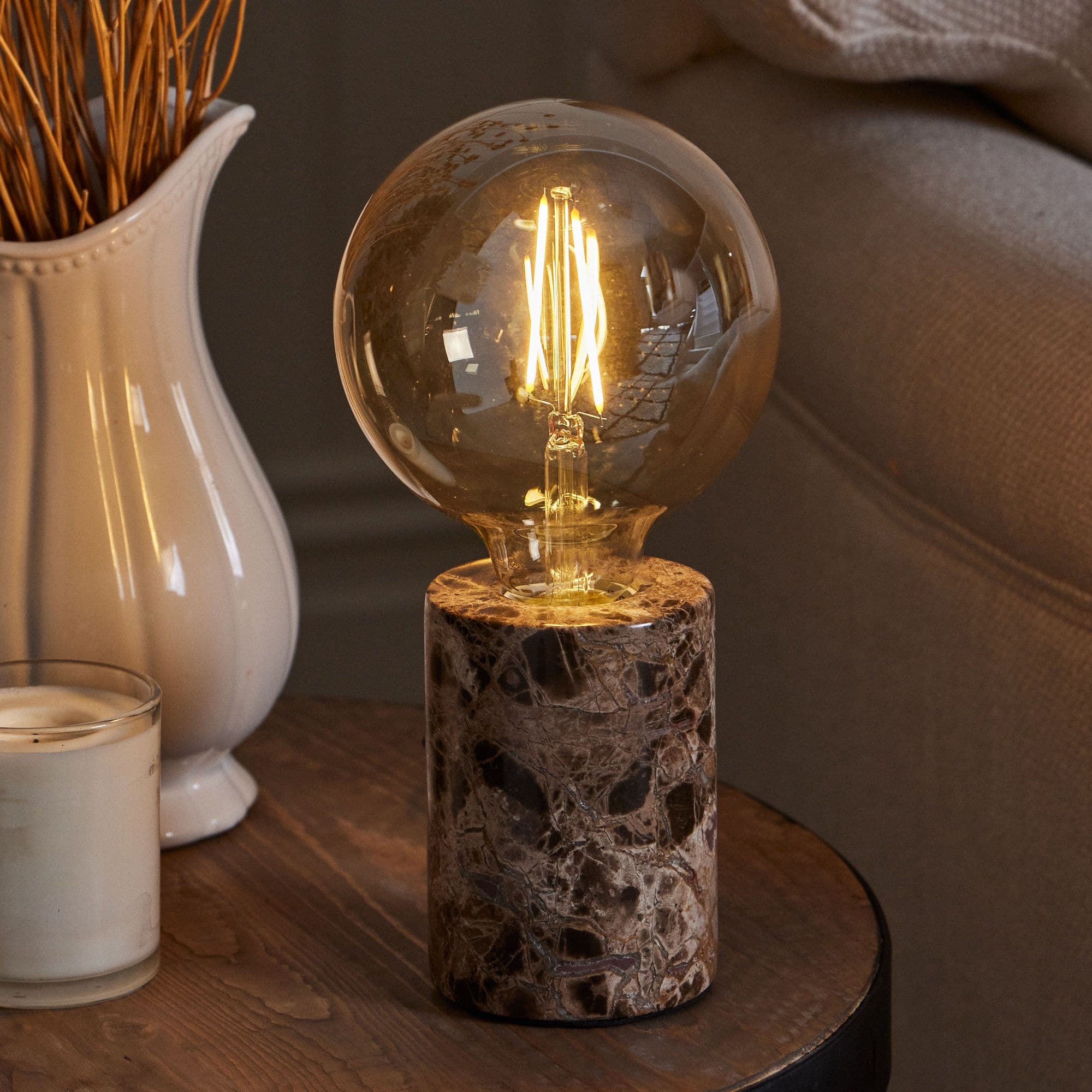 Edison Marble Hallway Bedside Table Lamp Room Décor Night Lamp Office Table Lamp LED Bulb