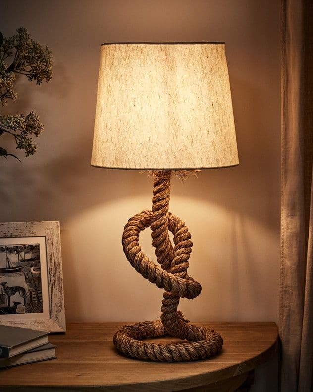 Rockport Rope Knot Jute Bedside Table Lamp Room Décor Night Lamp Table Lamp Table Light