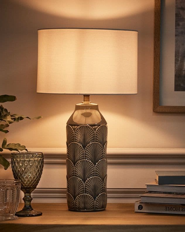Hudson Embossed Ceramic Room Décor Bedside Table Lamp Night Lamp Table Lamp Table Light