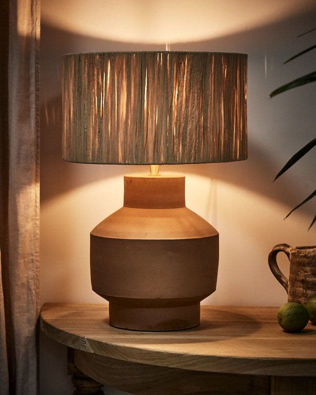 Buckland Terracotta Bedside Table Lamp Room Décor Night Lamp Table Lamp Table Light Raffia Shade