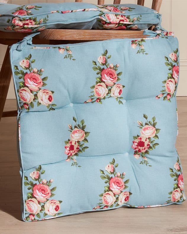 Vintage Flowers Indoor Outdoor Chair Seat Pad Garden Furniture Box Cushions