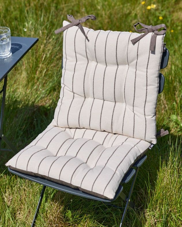 Set 2 Colbrook Cotton Stripe Indoor Outdoor Garden Furniture Chair Sofa Seat Pads