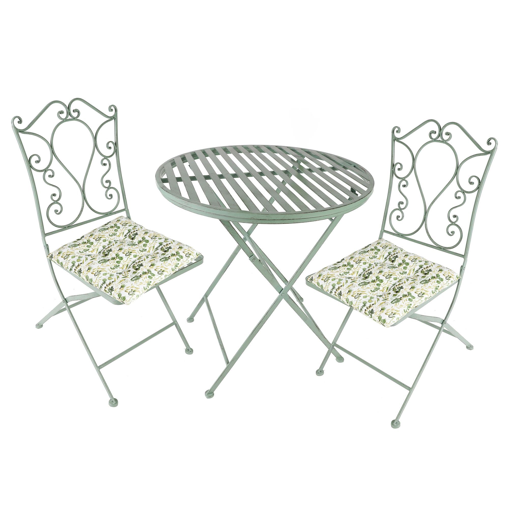 Vintage 3 Piece Outdoor Garden Furniture Dining Table Chair Folding Bistro Set Free Set 2 Seat Pads
