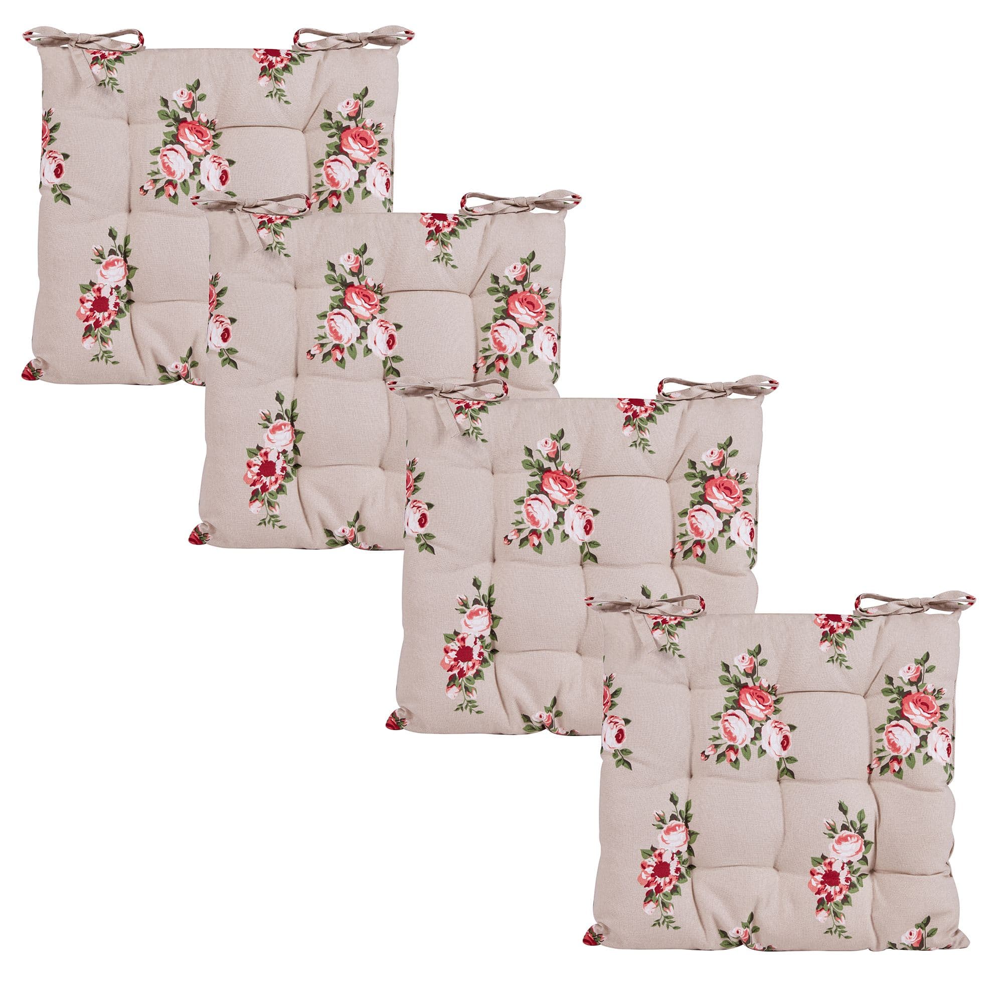 Set 4 Vintage Floral Outdoor Garden Furniture Chair Bench Seat Pads