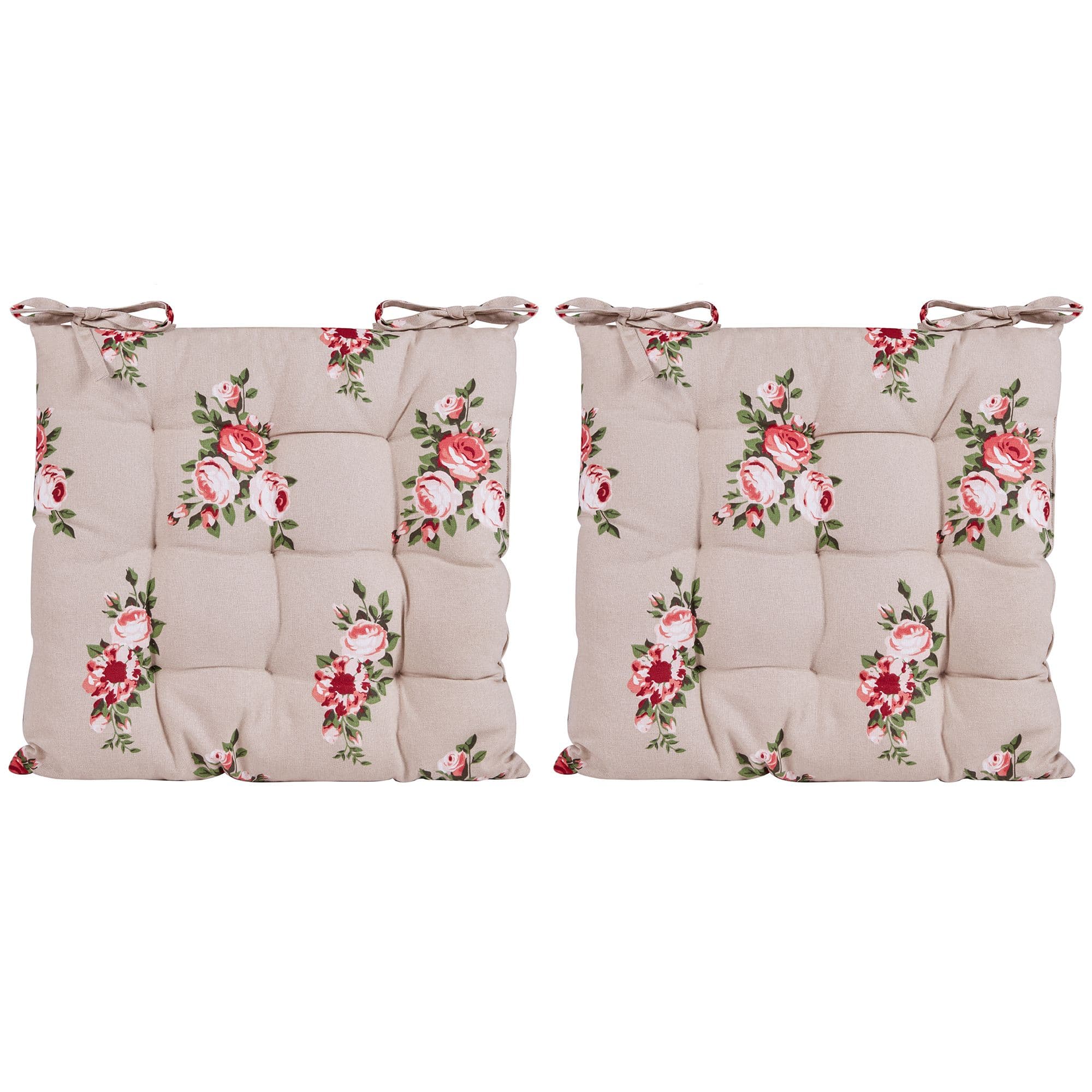 Set 2 Vintage Floral Indoor Furniture Dining Chair Sofa Bench Seat Pads