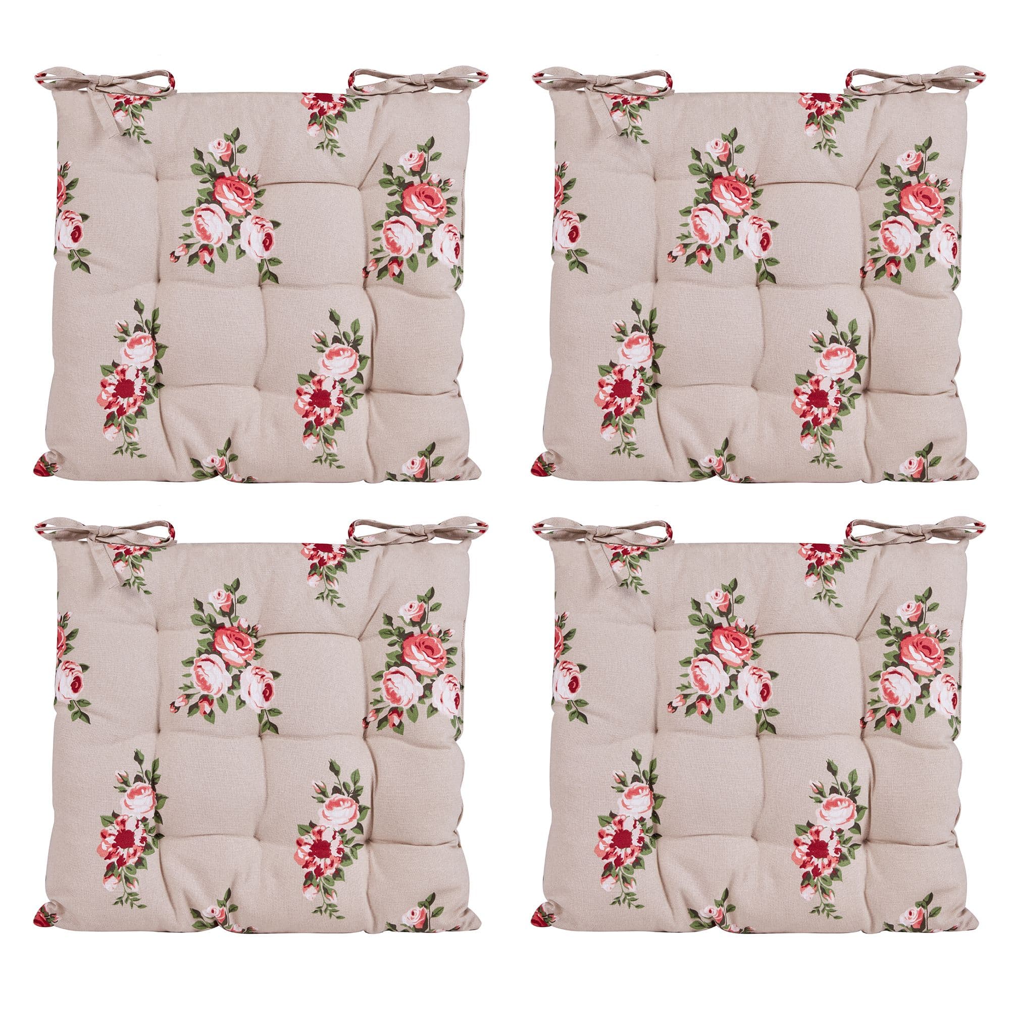 Set 4 Vintage Floral Indoor Furniture Dining Chair Sofa Bench Seat Pads