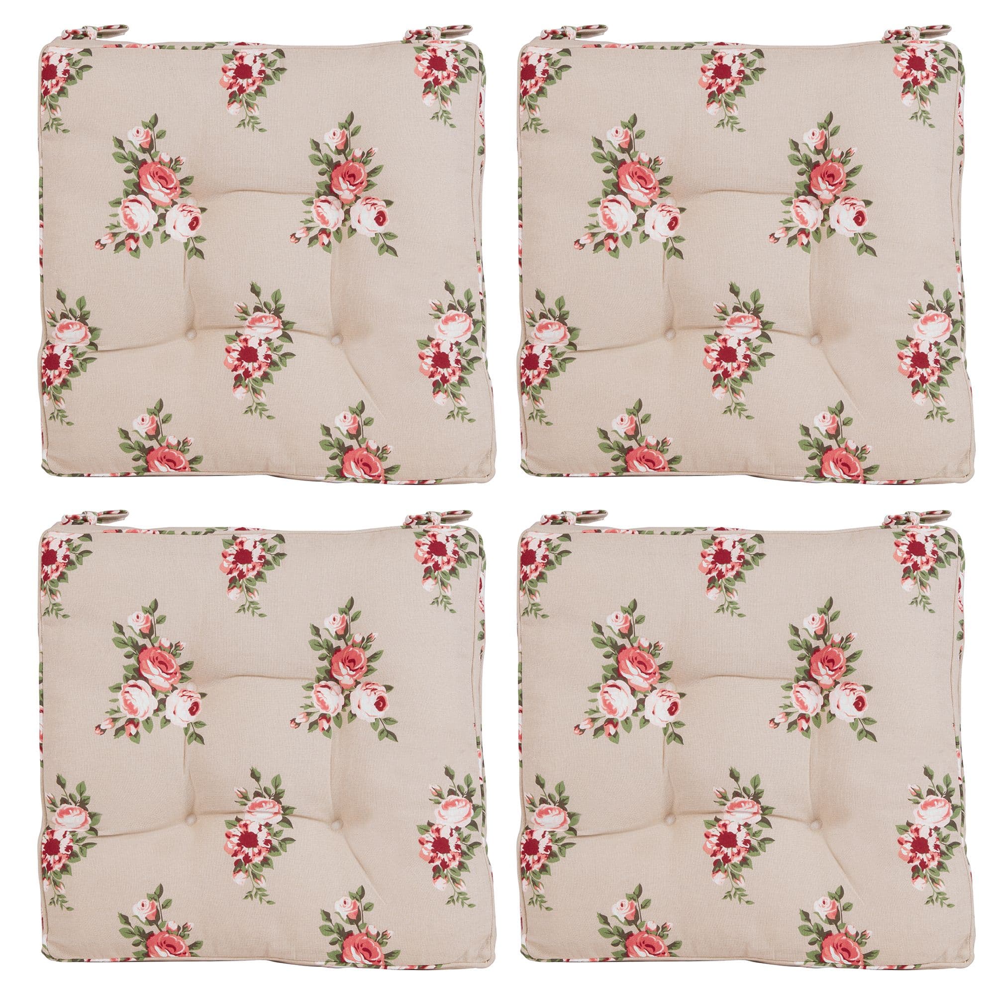 Set 4 Vintage Floral Outdoor Garden Furniture Chair Bench Box Mattress Cushion Seat Pads