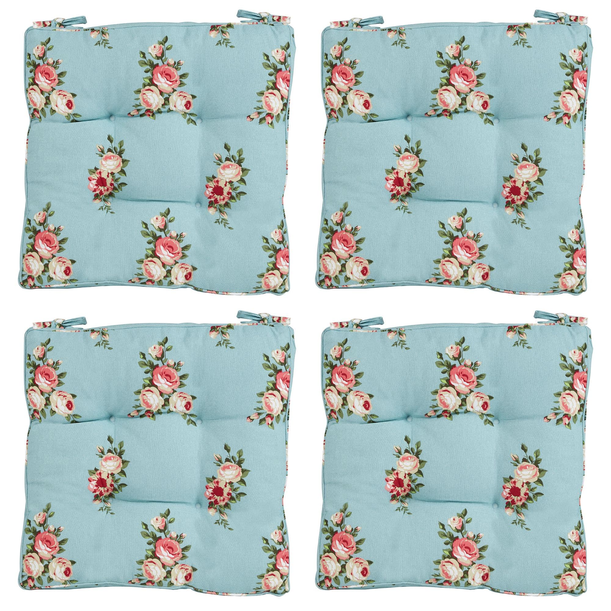 Set 4 Vintage Flowers Indoor Furniture Dining Chair Sofa Box Mattress Cushion Seat Pads
