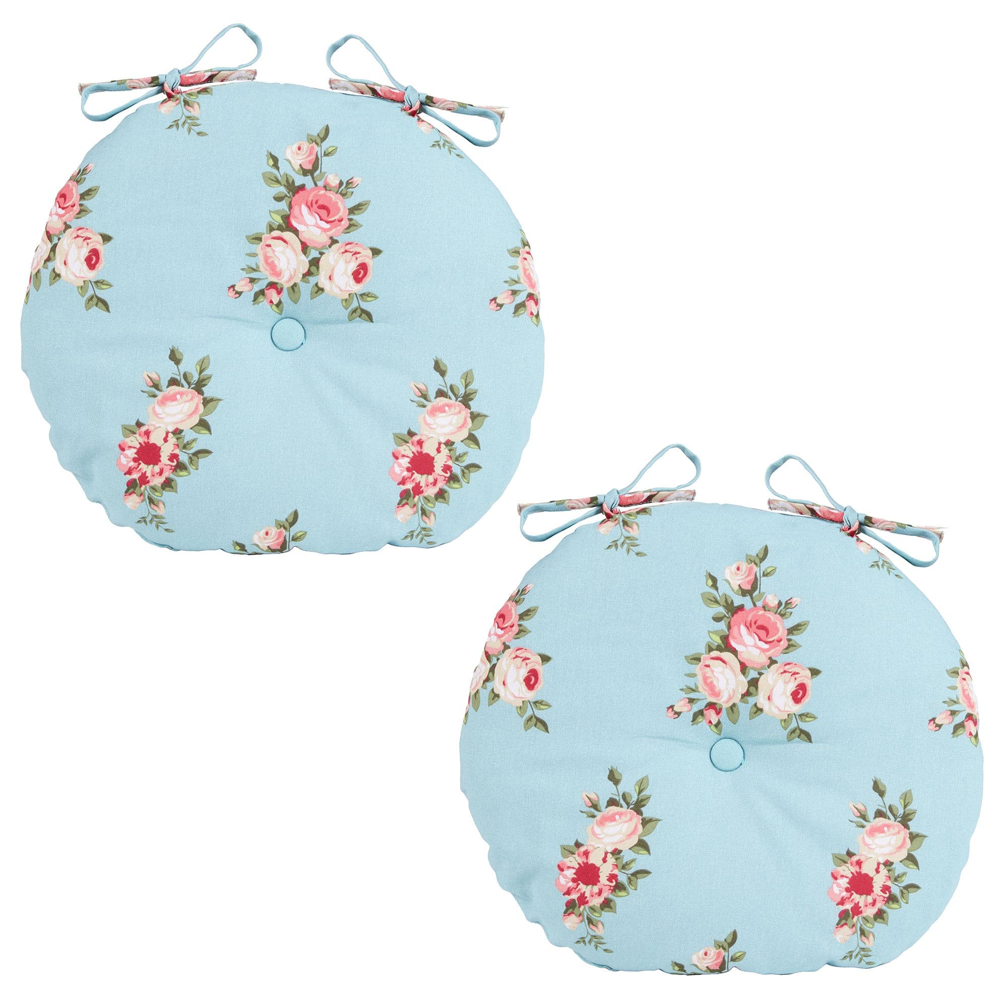 Set 2 Vintage Rose Round Indoor Furniture Dining Chair Seat Pads