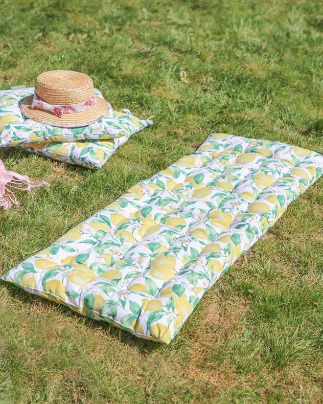 Gargano Lemon Print Indoor Outdoor Furniture Garden Bench Seat Pad
