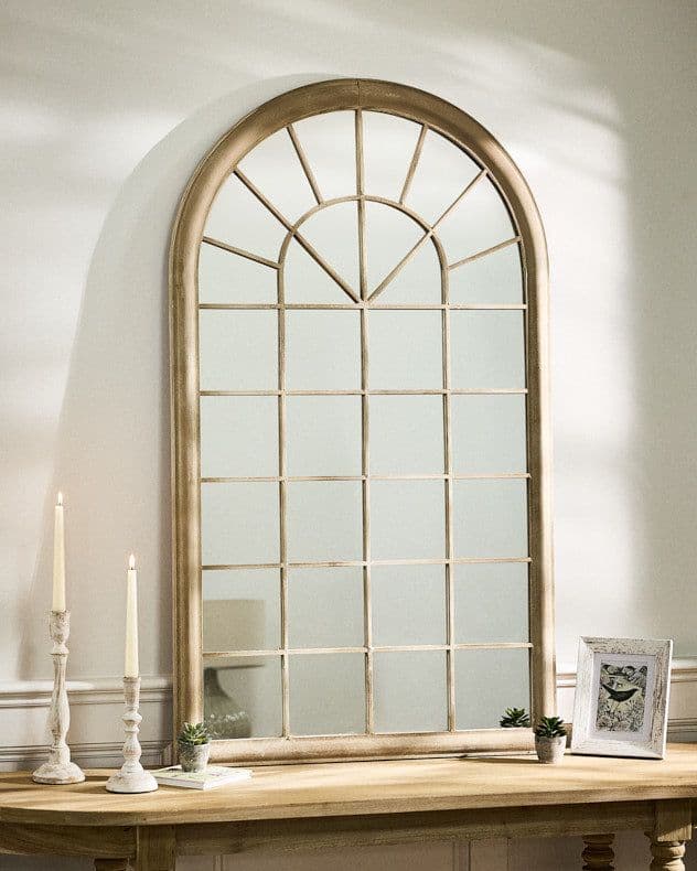 Vintage Style Decorative Tall Round Arch Mirror Bathroom Bedroom Hallway Window Mirror H131cm x W75cm