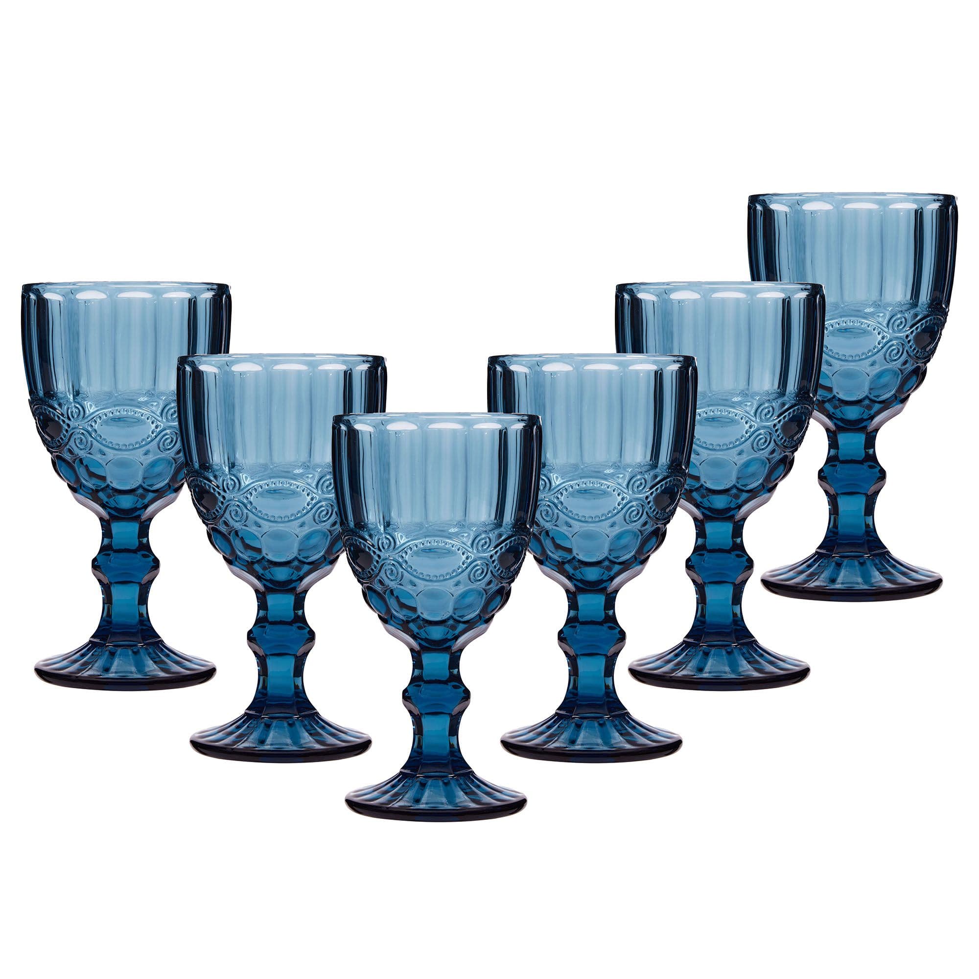 Set 6 Vintage Luxury Sapphire Drinking Wine Glass Wine Goblets