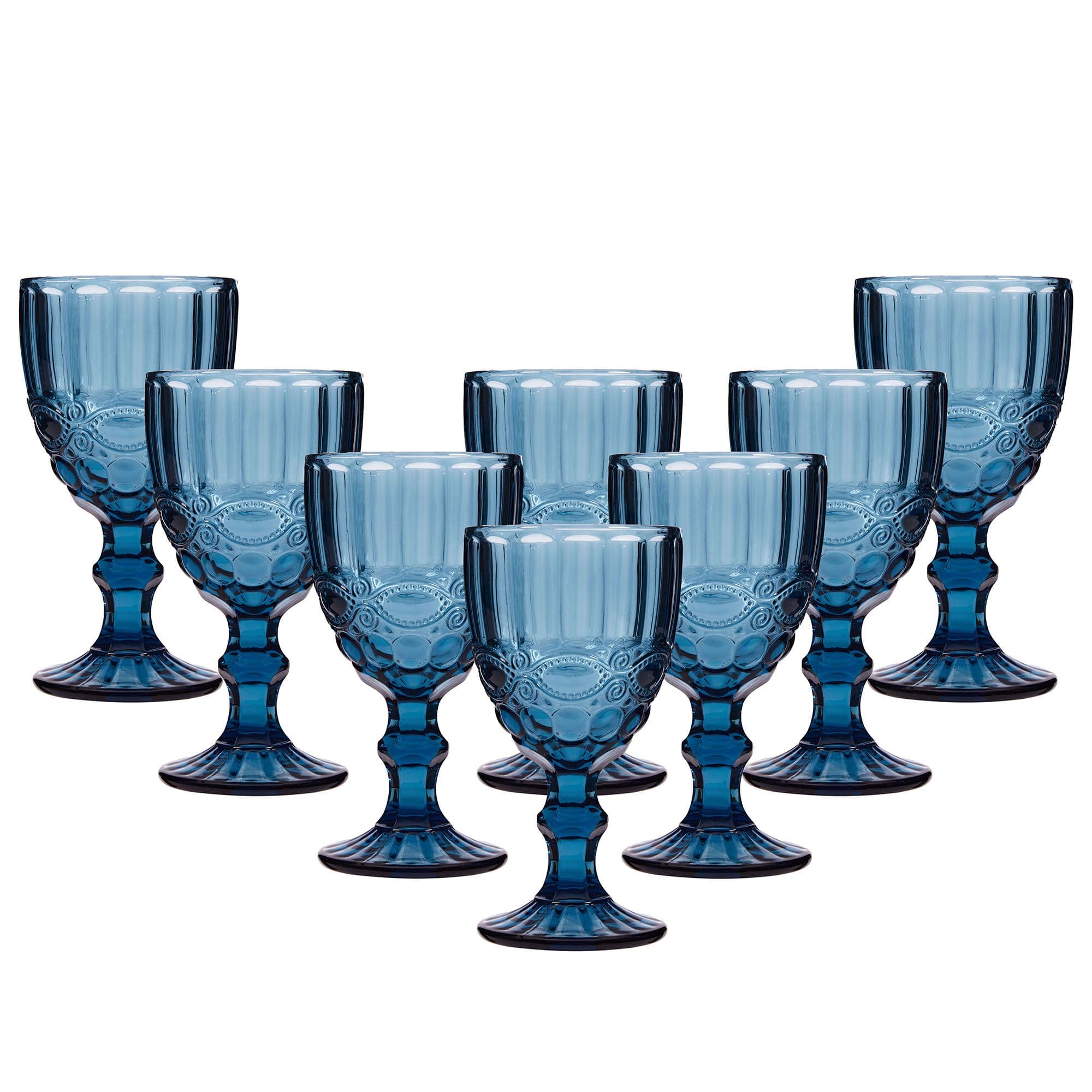 Set 8 Vintage Luxury Sapphire Drinking Wine Glass Wine Goblets