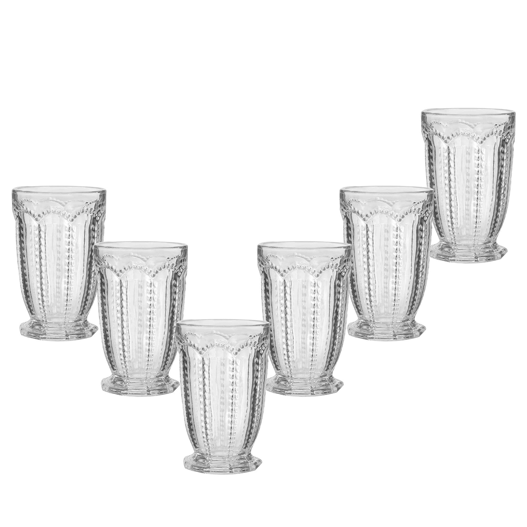Set 6 Vintage Luxury Embossed Drinking Tall Tumbler Glasses