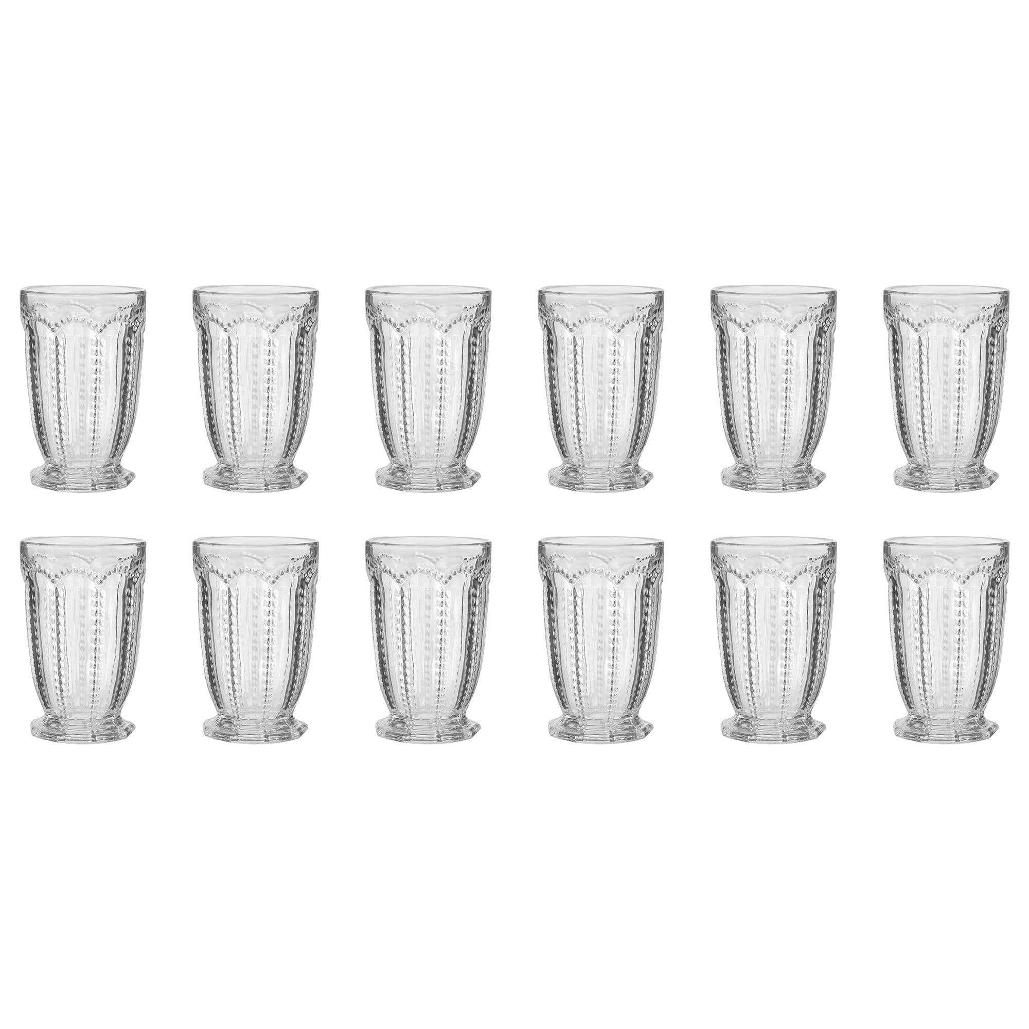 Set 12 Vintage Luxury Embossed Drinking Tall Tumbler Glasses
