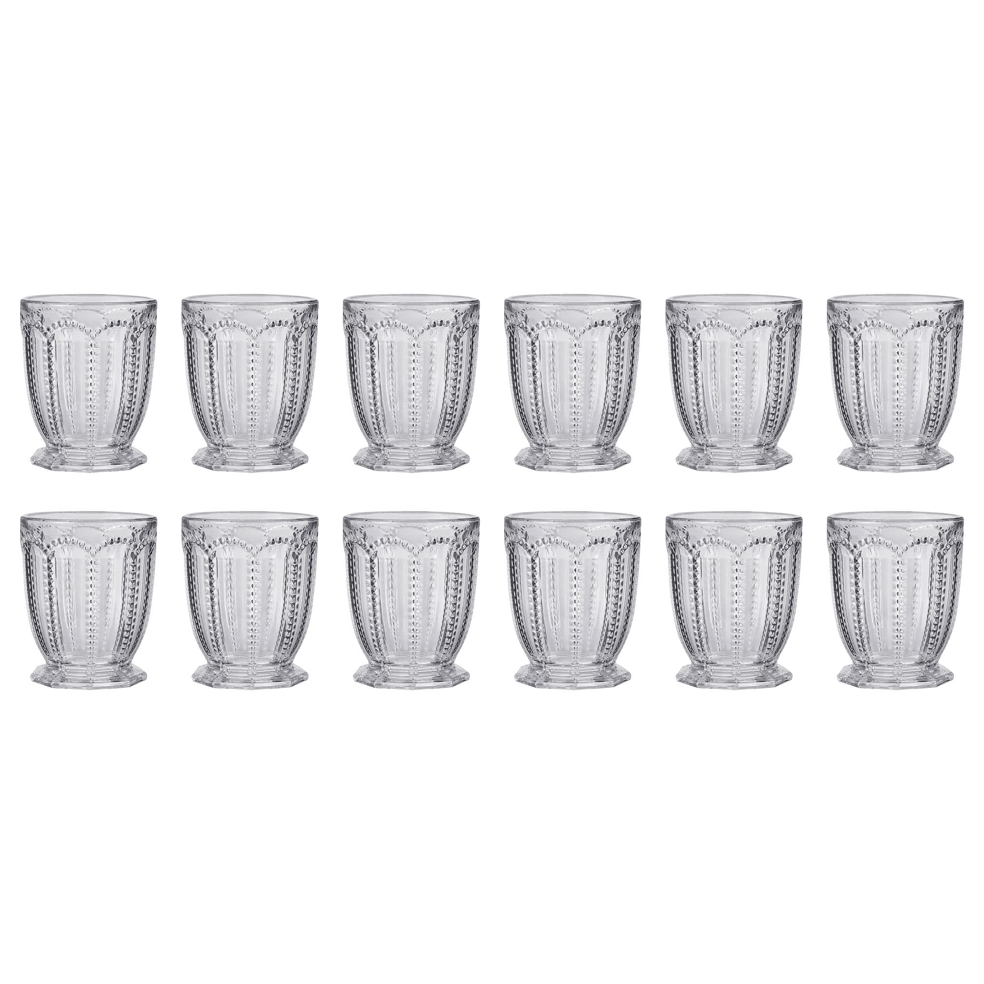 Set 12 Vintage Embossed Drinking Short Tumbler Whisky Glasses Wedding Decorations Ideas