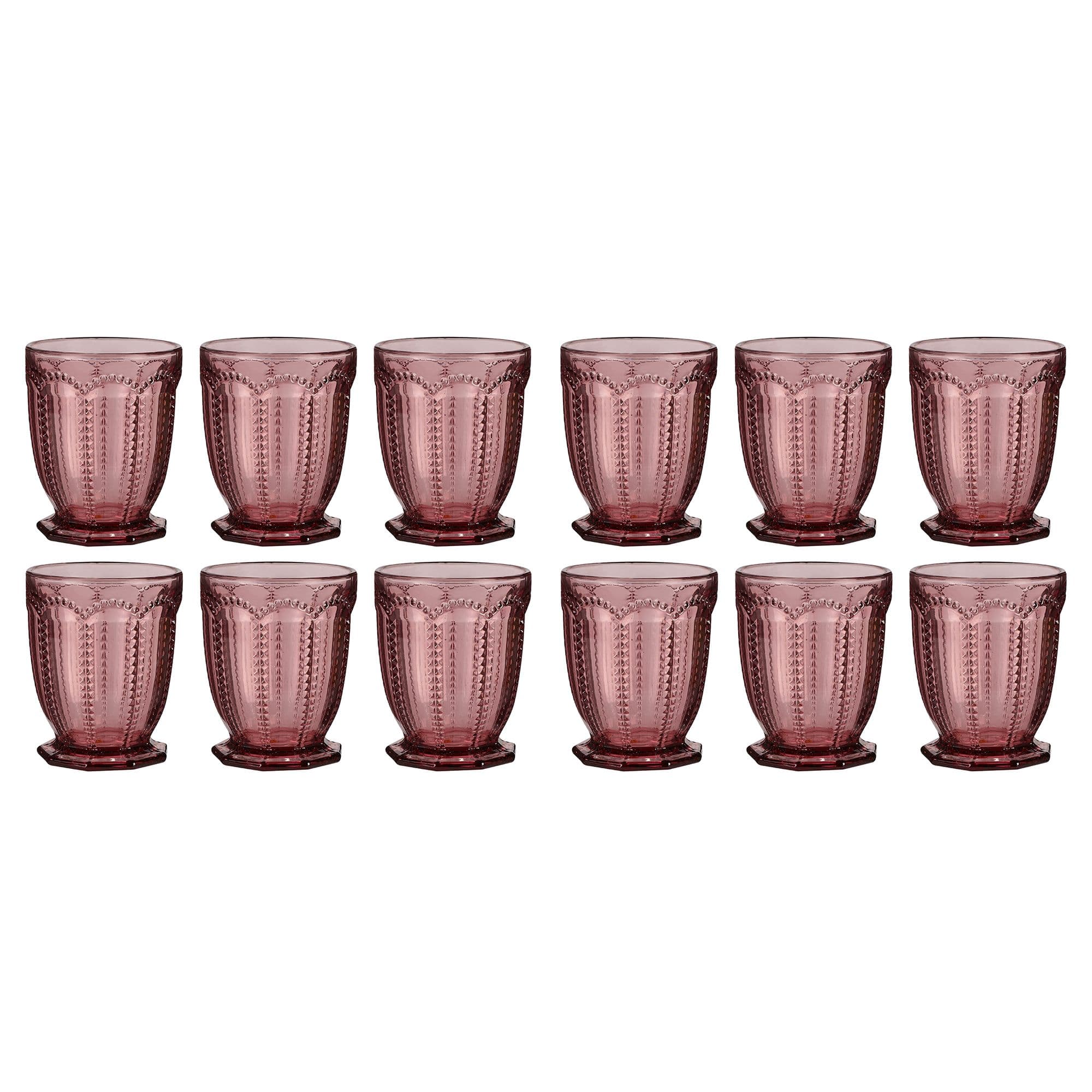 Set 12 Vintage Luxury Embossed Short Drinking Glass Whiskey Glass Tumblers