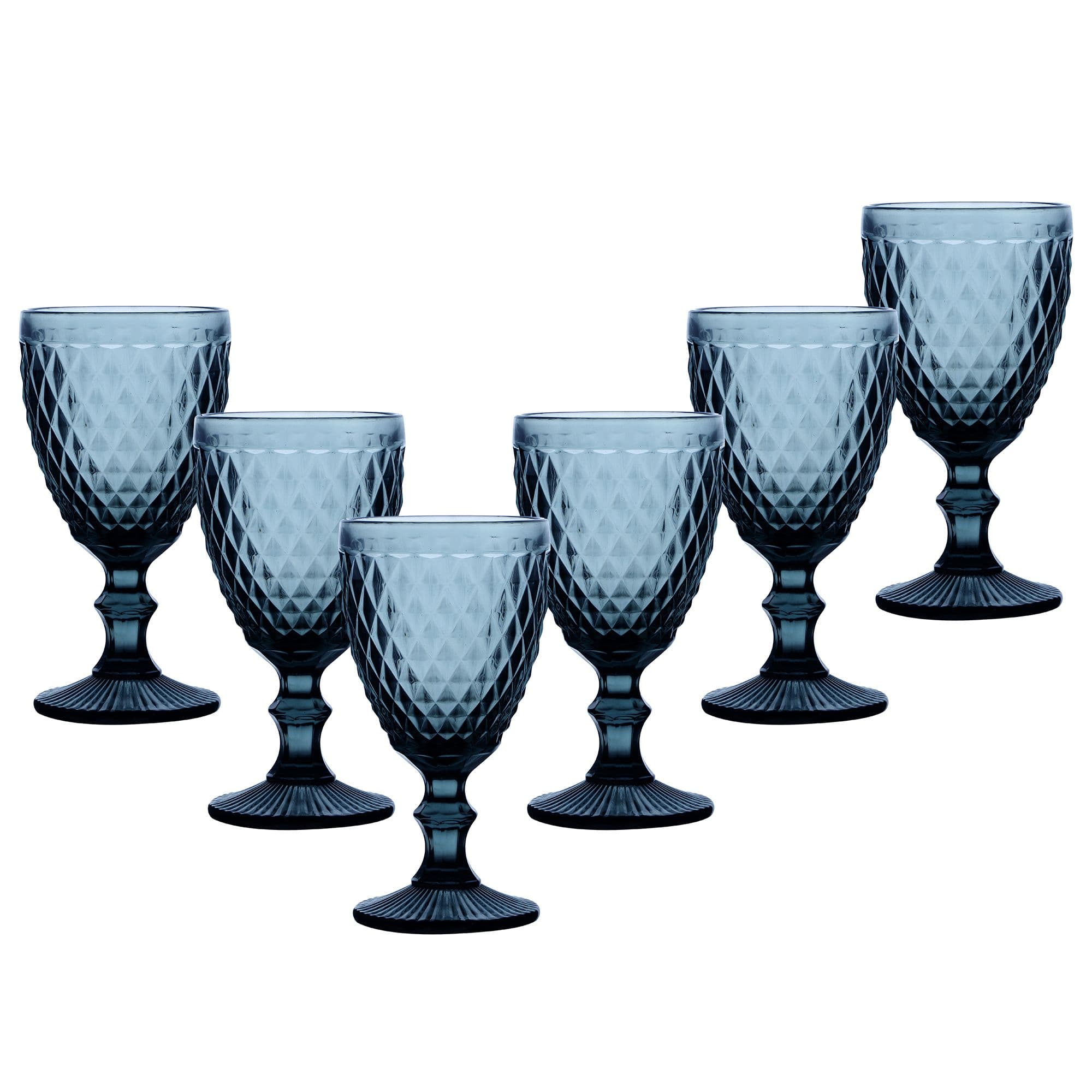 Set 6 Vintage Luxury Embossed Diamond Drinking Wine Glass Wine Goblets
