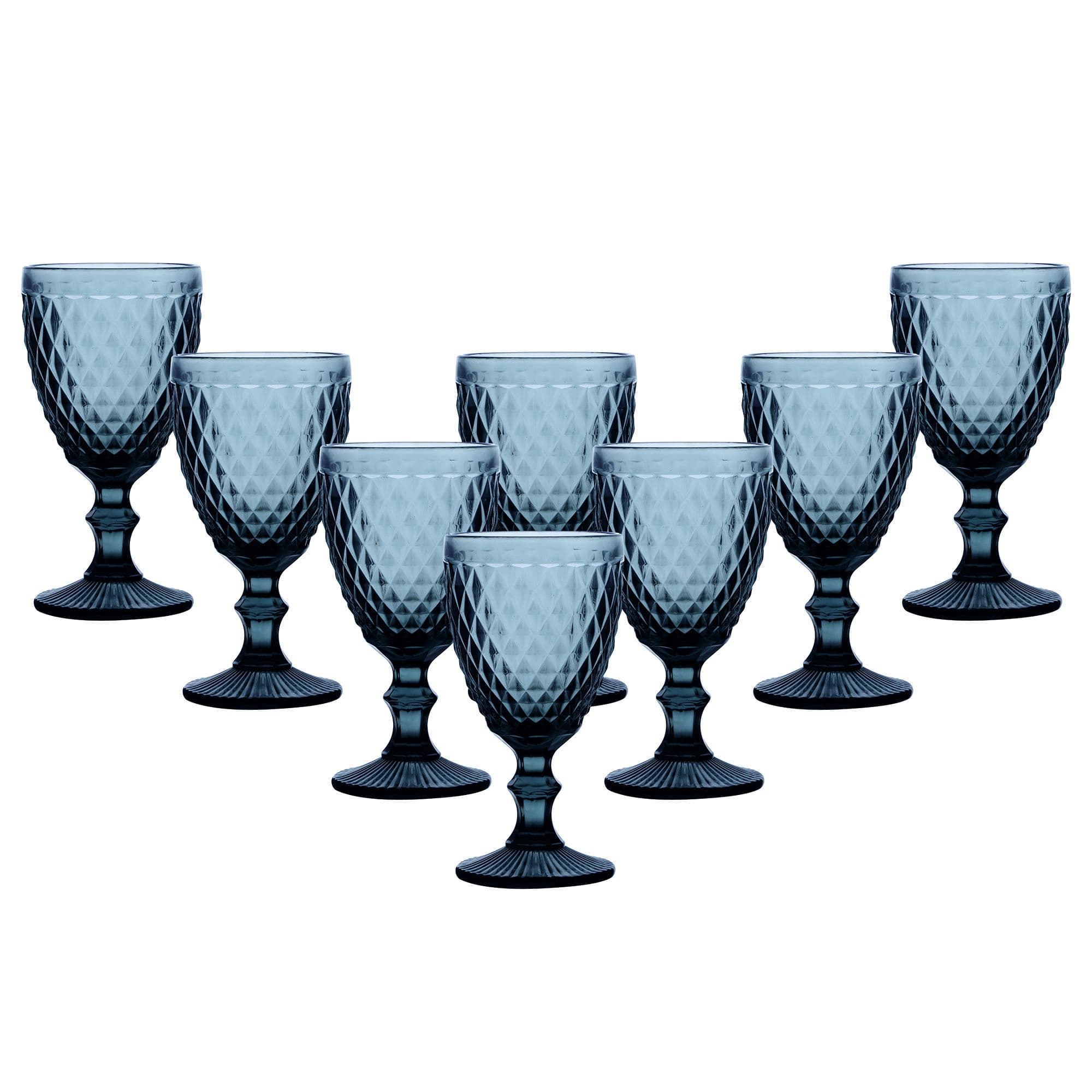 Set 8 Vintage Luxury Embossed Diamond Drinking Wine Glass Wine Goblets