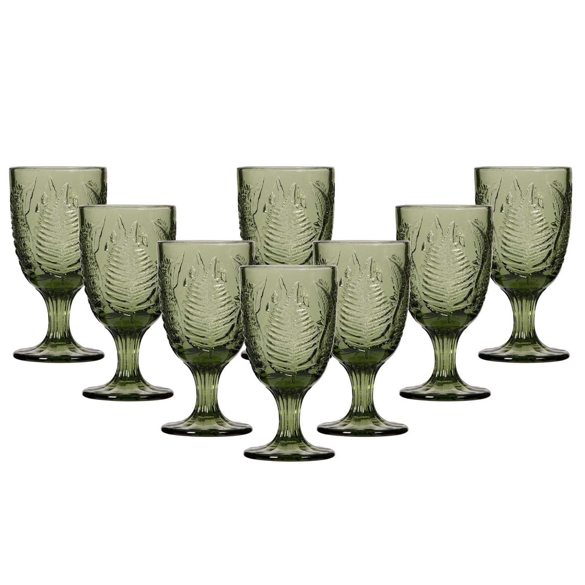 Set 8 Vintage Luxury Leaf Embossed Drinking Wine Glass Wine Goblets