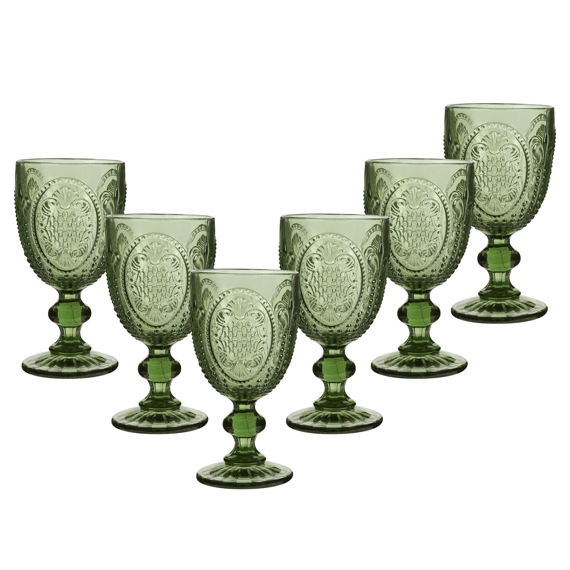Set 6 Vintage Luxury Embossed Drinking Wine Glass Wine Goblets
