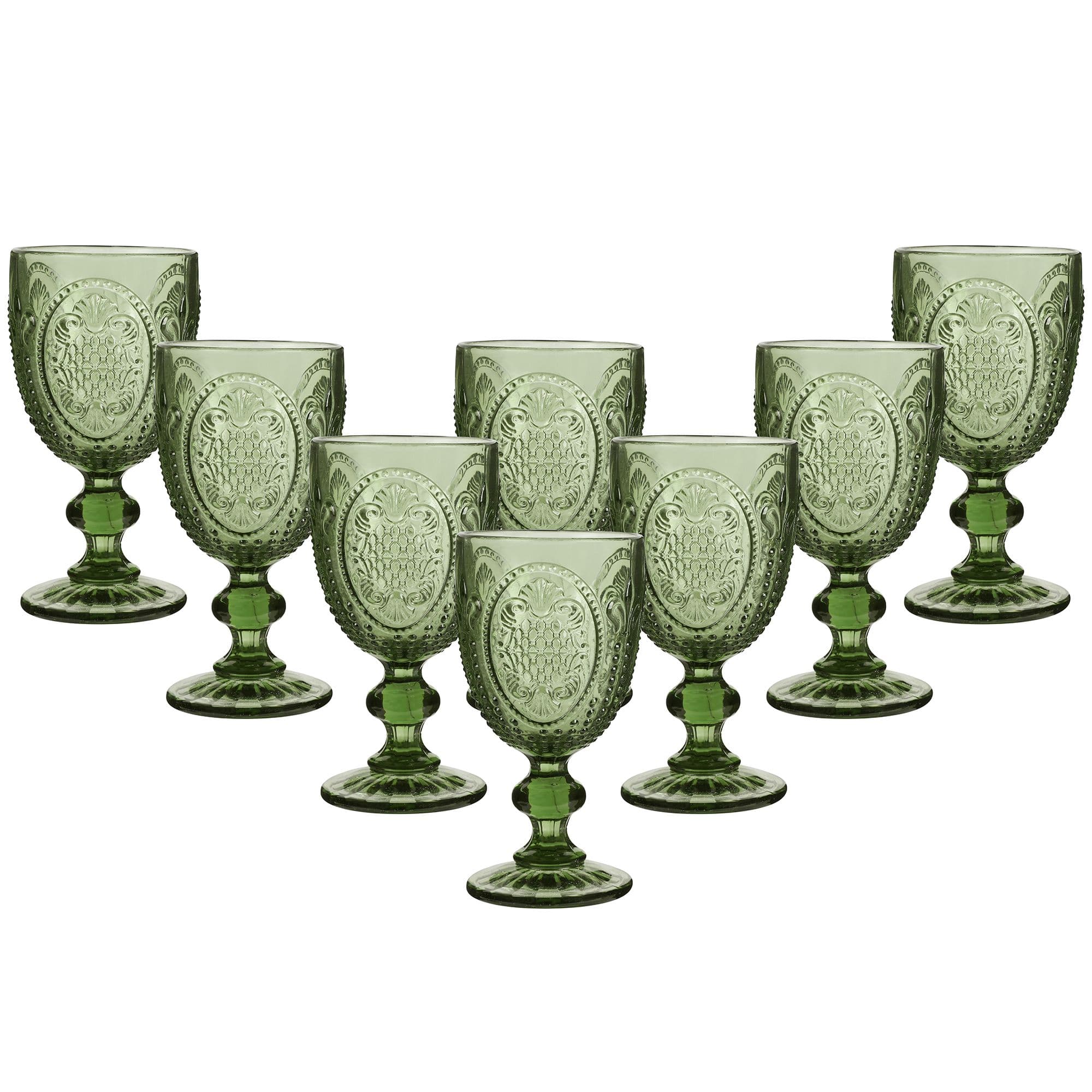 Set 8 Vintage Embossed Drinking Goblet Wine Glasses Wedding Decorations Ideas