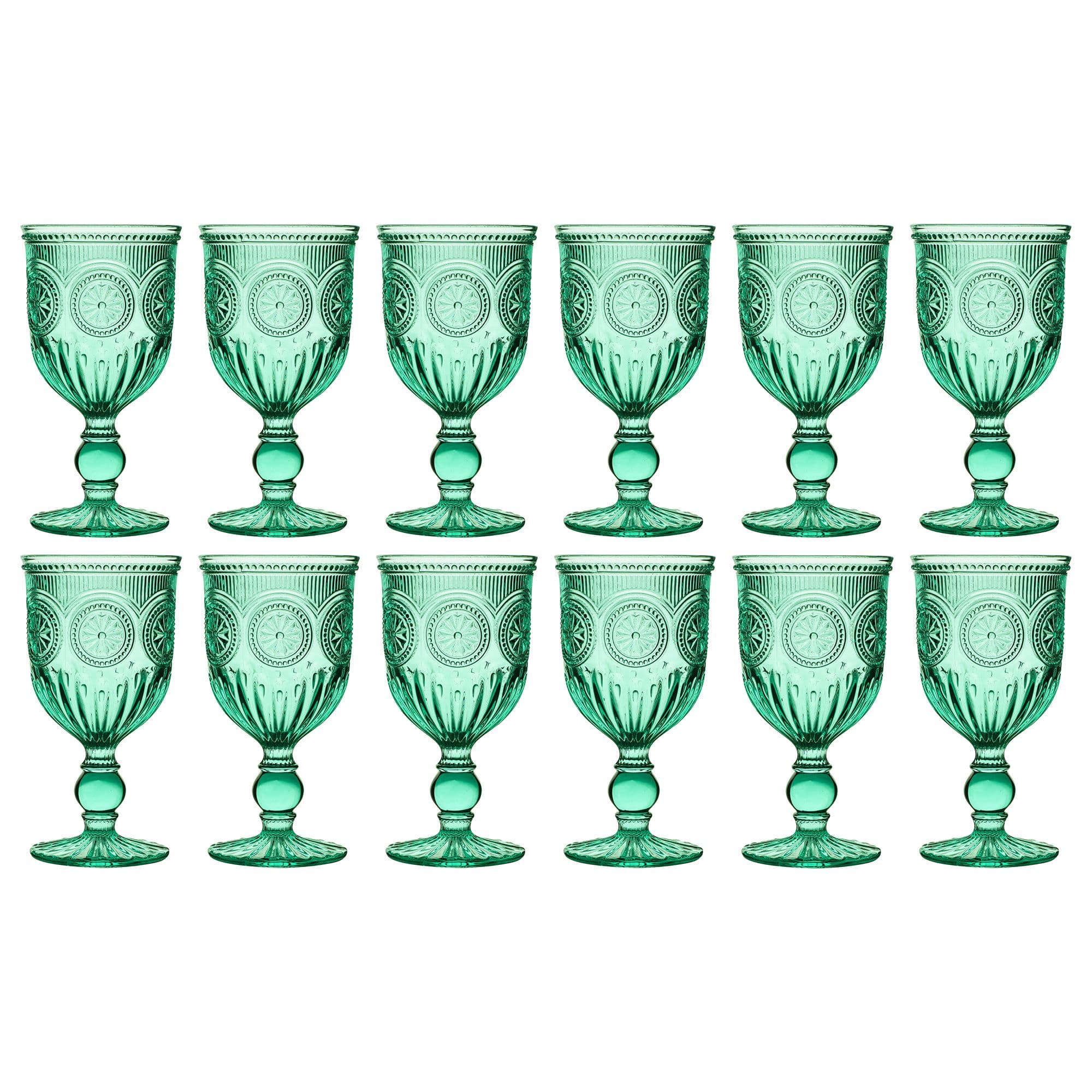 Set 12 Vintage Luxury Embossed Drinking Wine Glass Wine Goblets