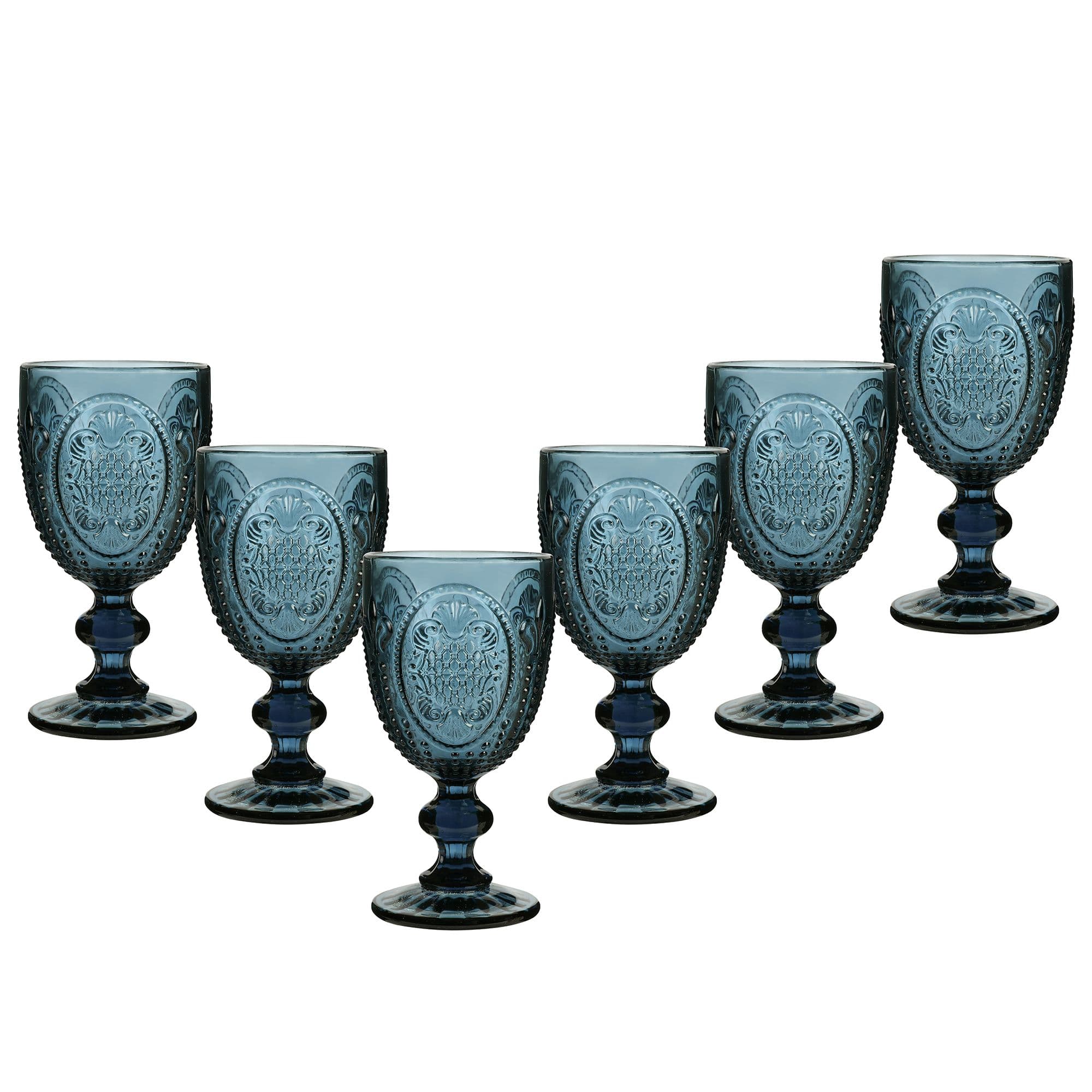 Set 6 Vintage Luxury Embossed Drinking Wine Glass Wine Goblets