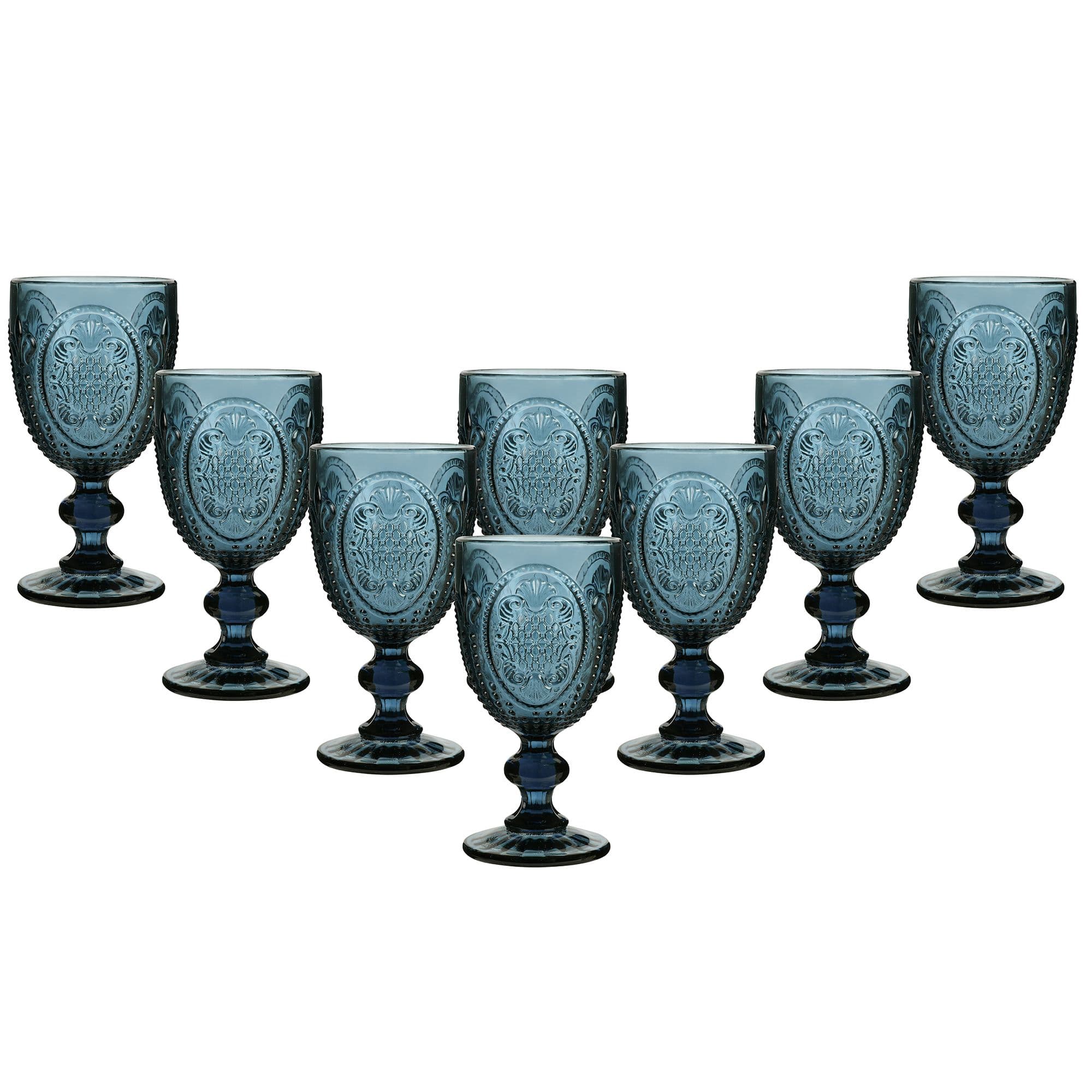 Set 8 Vintage Luxury Embossed Drinking Wine Glass Wine Goblets