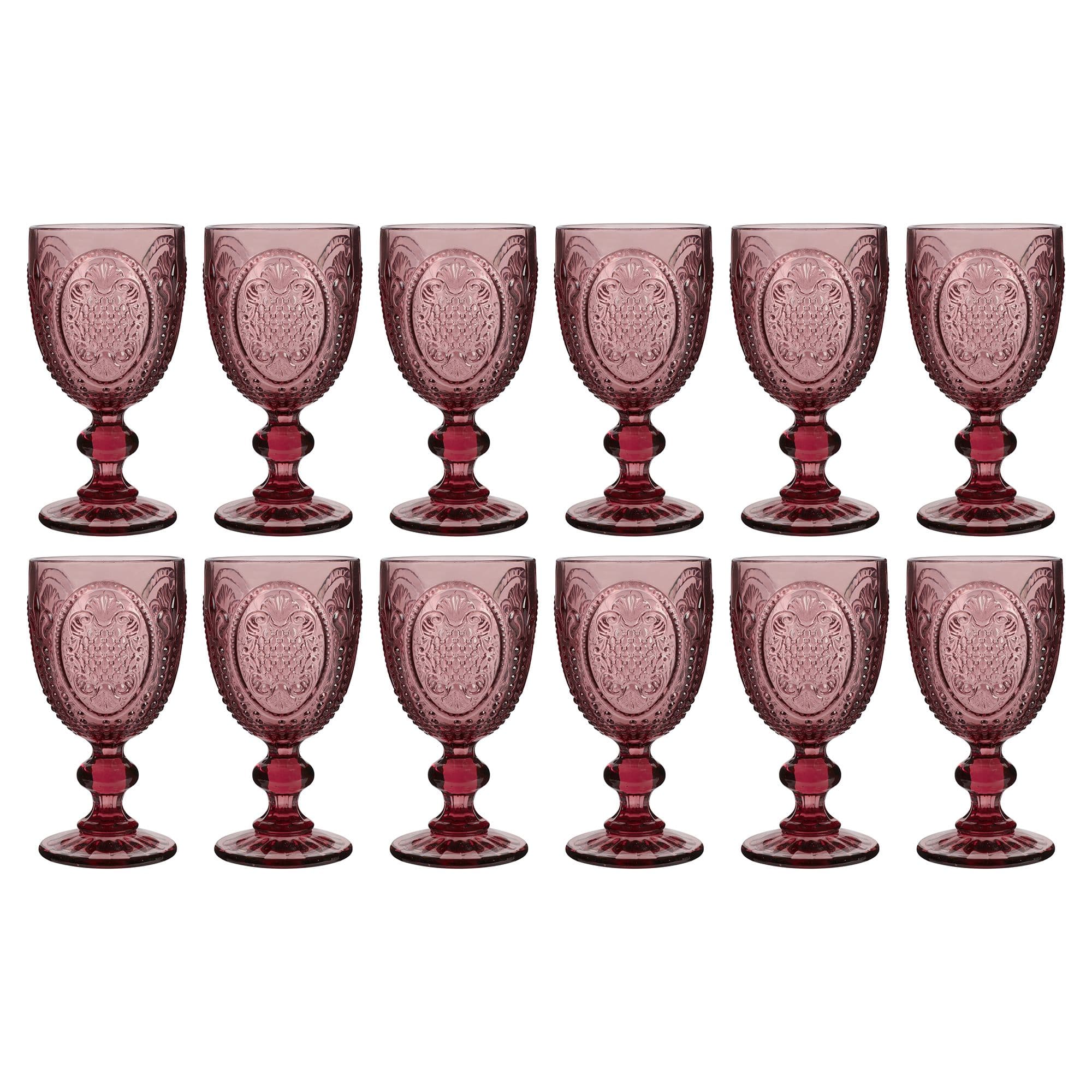 Set 12 Vintage Luxury Embossed Drinking Wine Glass Wine Goblets