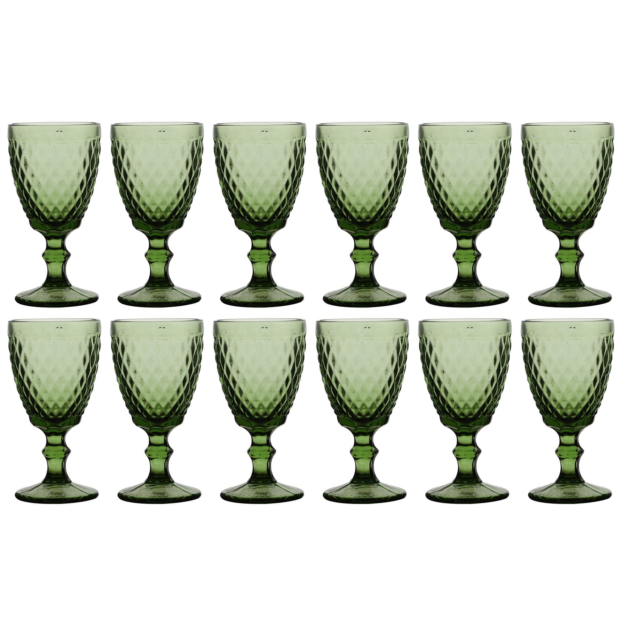 Set 12 Vintage Luxury Embossed Diamond Drinking Wine Glass Goblets
