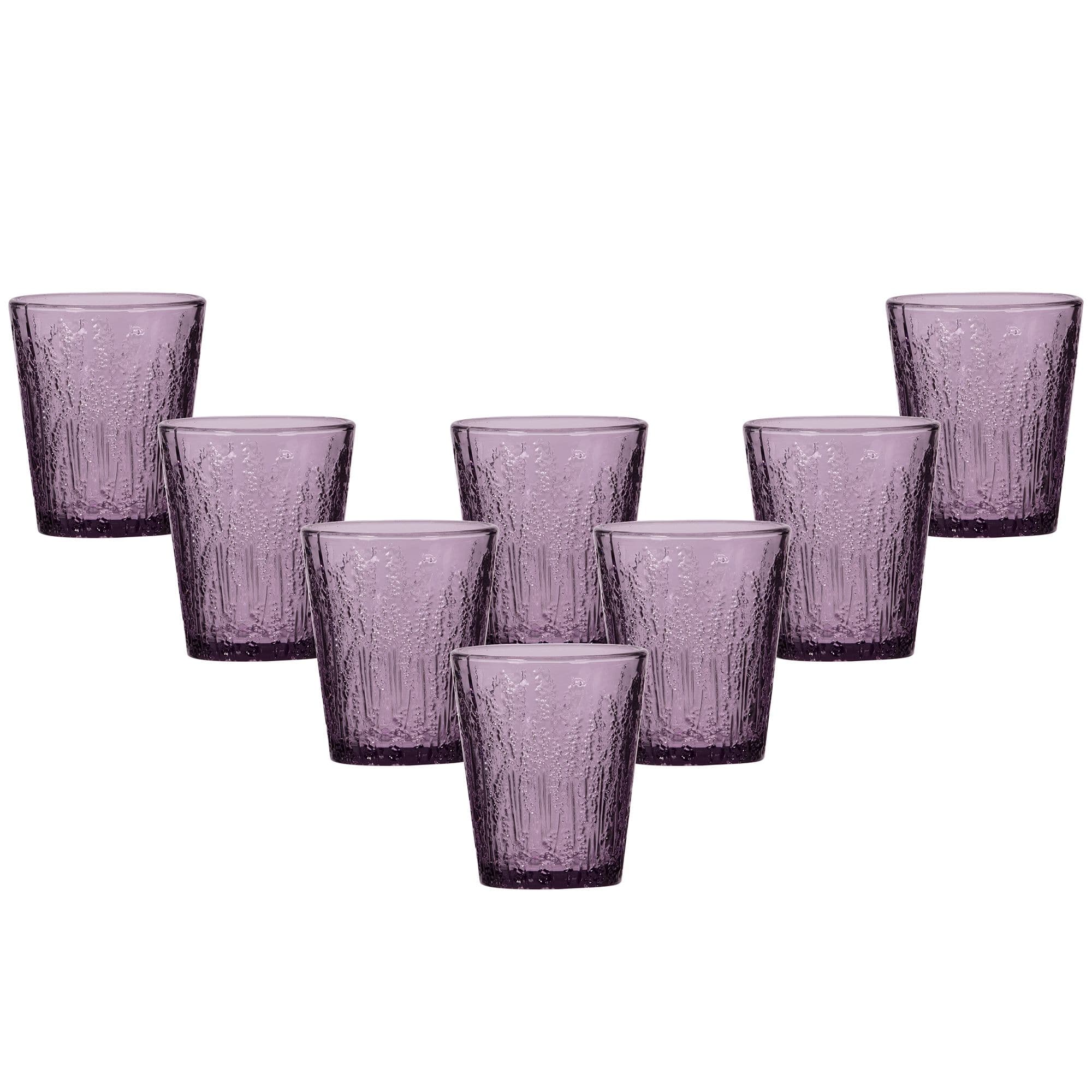 Set 8 Vintage Luxury Embossed Drinking Glass Tumblers