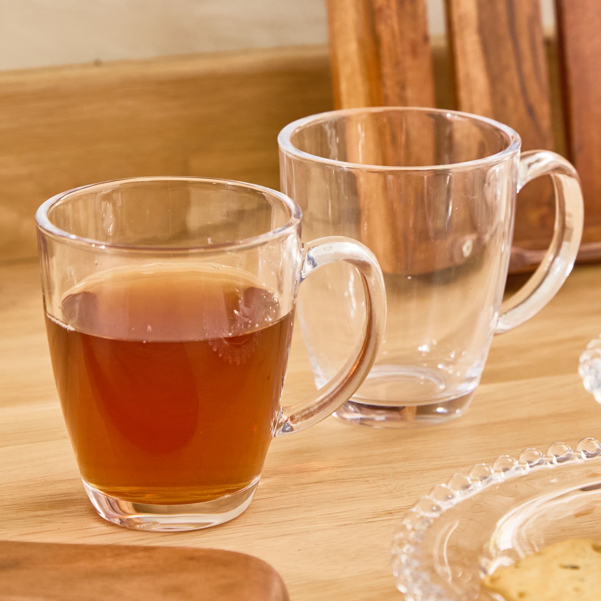 Set 2 Traditional Glass Coffee Mug Tea Cups