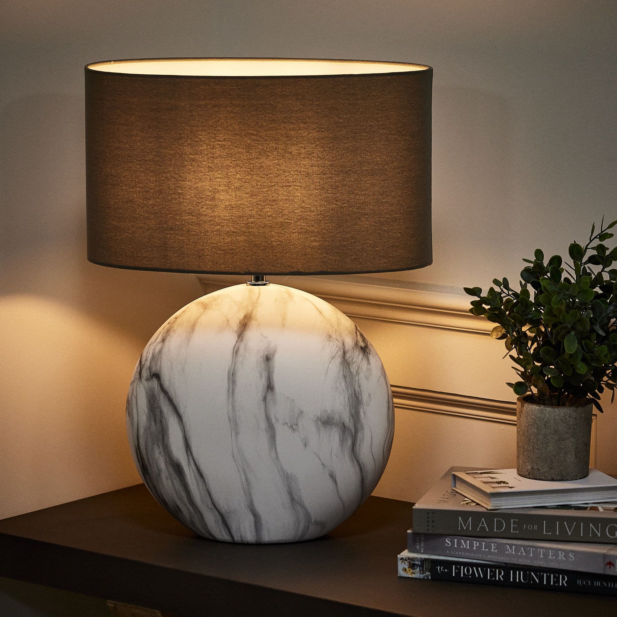 French Style Large Marble Effect Table Lamp Shade Bedside Table Nightstand Home Office Desk Light
