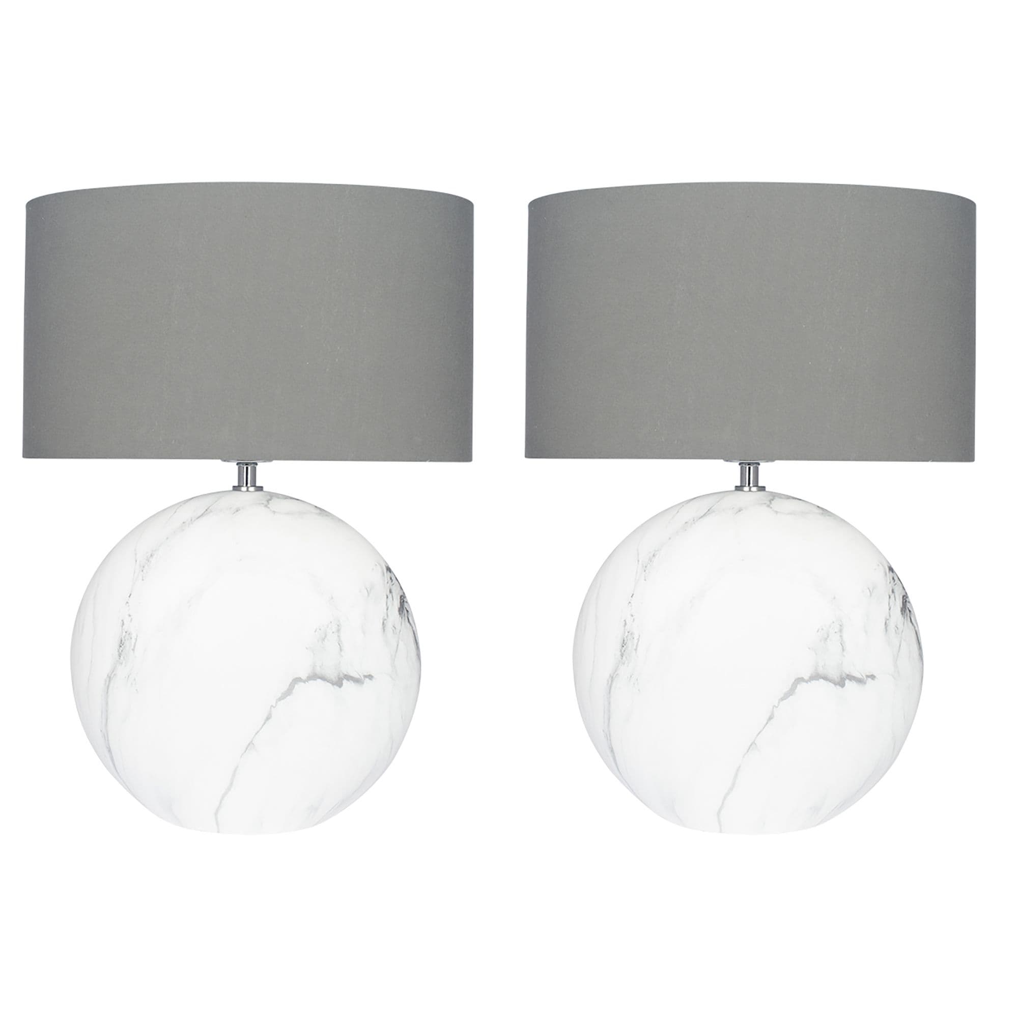 Set 2 Vermont Marble Effect Ceramic Bedside Table Lamp Room Décor Night Lamp Table Lamp Table Light