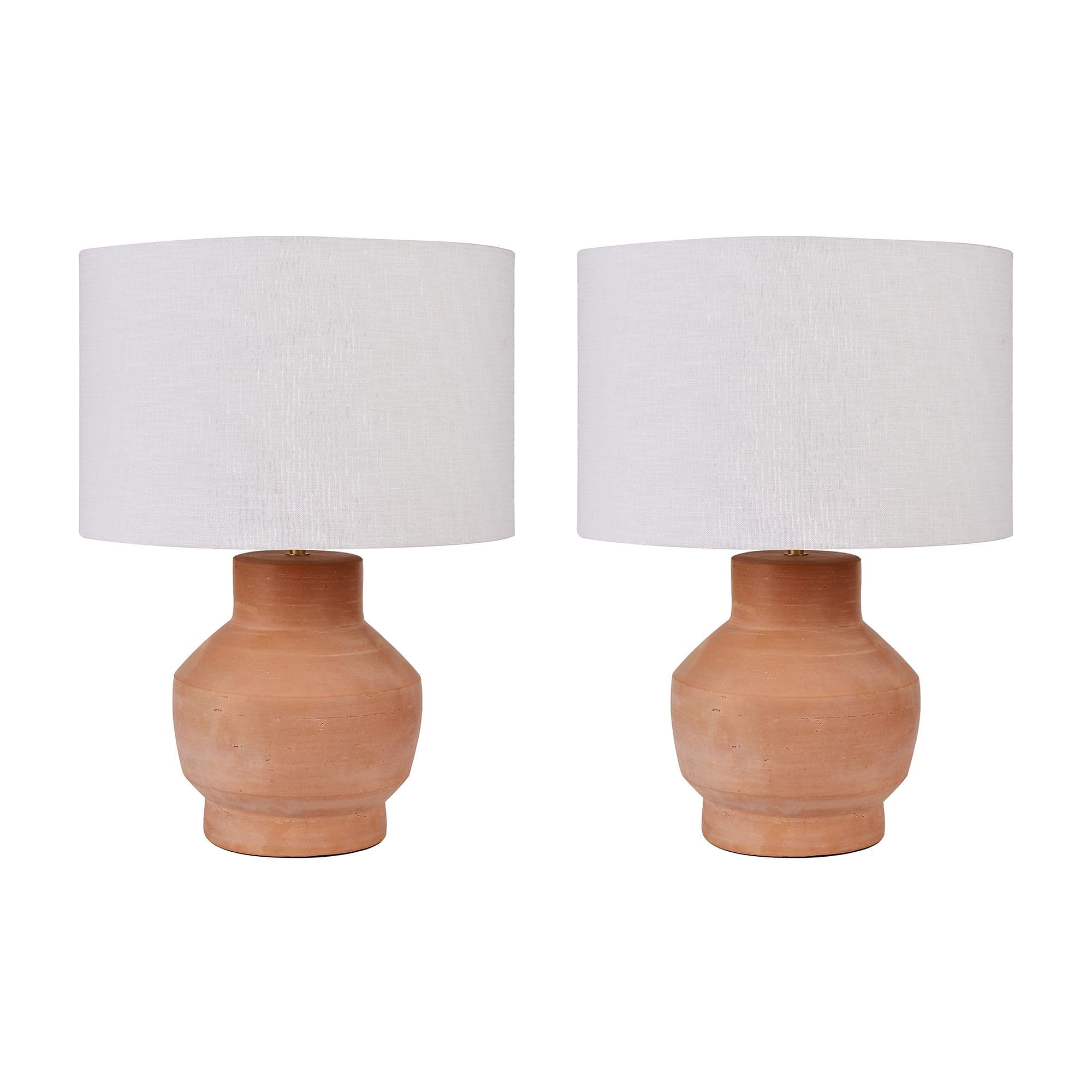 Set 2 Buckland Terracotta Bedside Table Lamp Room Décor Night Lamp Table Lamp Table Light Raffia Shade