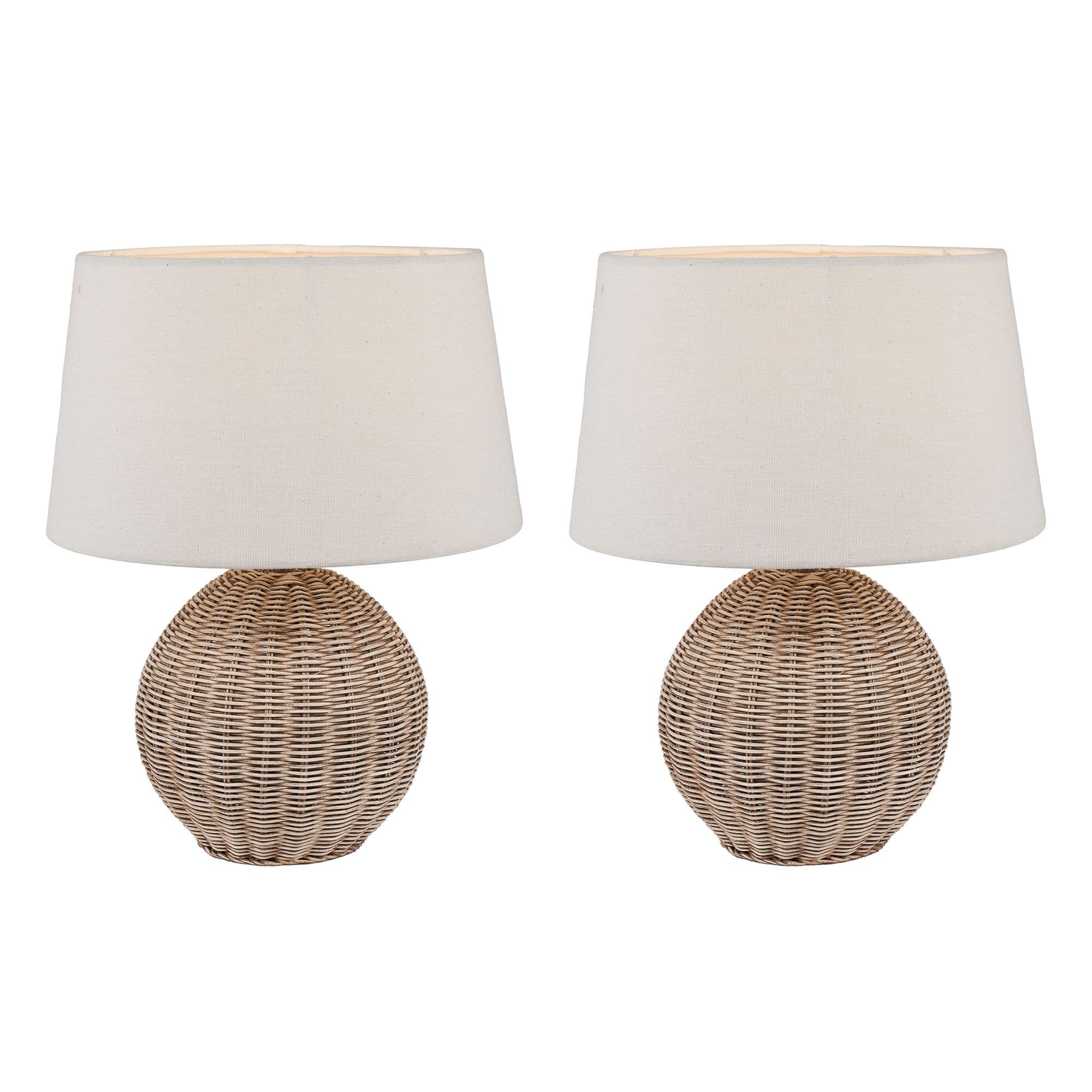 Set 2 Small Wicker Fairport Living Room Décor Bedside Table Lamp Office Desk Lamp Night Light Table Lamp