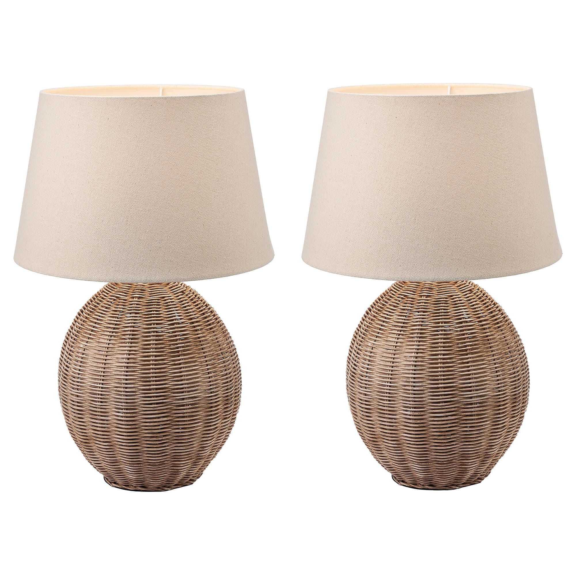 Set 2 Large Wicker Fairport Living Room Décor Bedside Table Lamp Office Desk Lamp Night Light Table Lamp