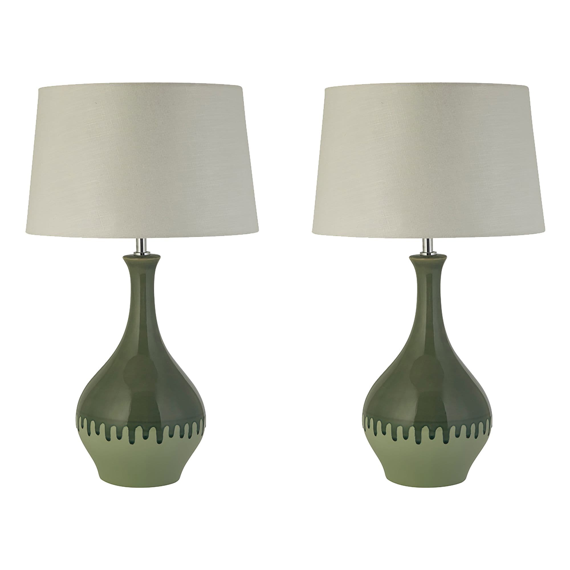 Set 2 Agean Dipped Contemporary Style Ceramic Bedside Night Lights Table Lamp