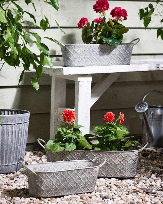 Set 3 Quatrefoil Style Indoor Outdoor Flower Garden Planters