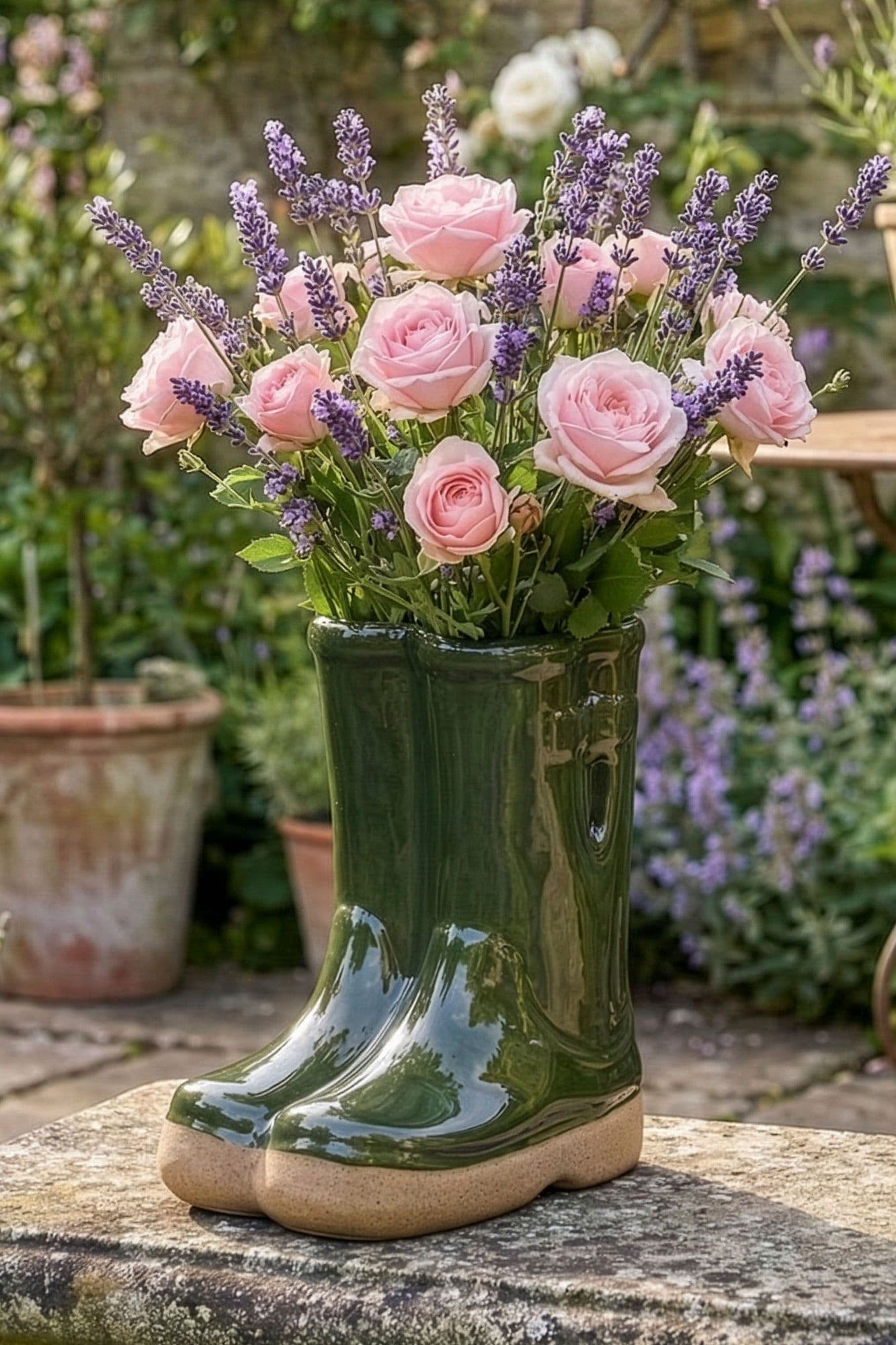 Small Wellington Outdoor Boot Ceramic Indoor Outdoor Flower Pot Garden Planter