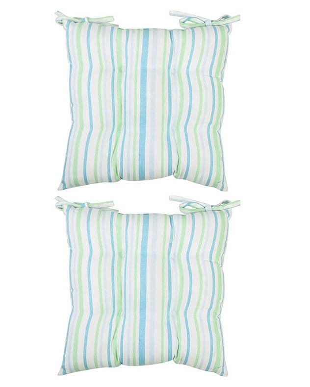 Set 2 Striped Indoor Outdoor Chair Seat Pad Garden Furniture Cushions