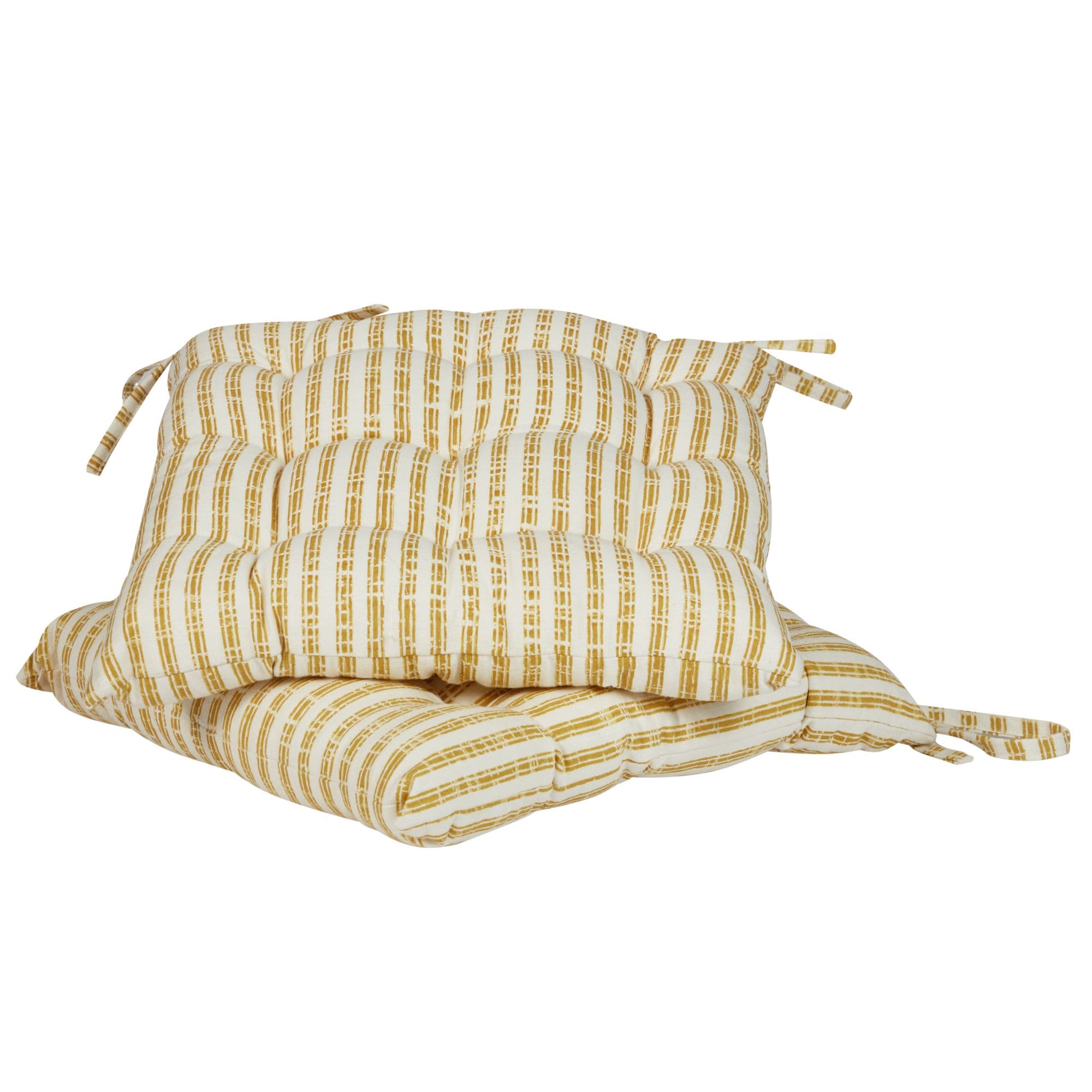 Set 2 Vintage Style Striped Indoor Outdoor Chair Seat Pad Garden Furniture Cushions