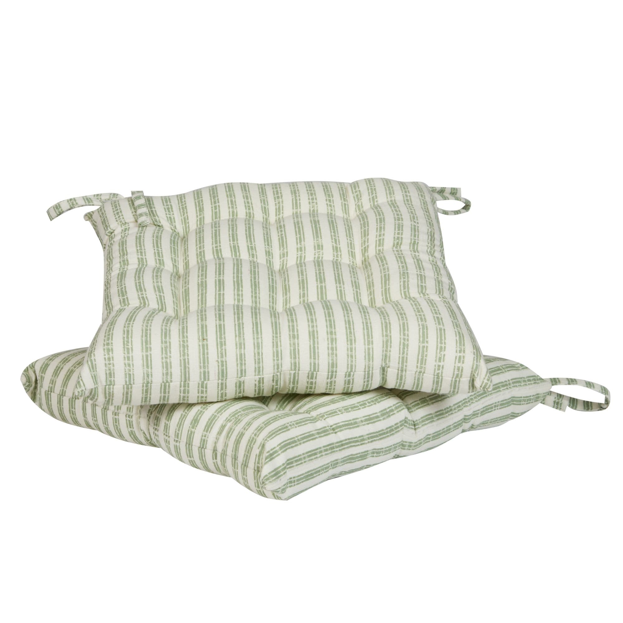 Set 2 Vintage Style Striped Indoor Outdoor Chair Seat Pad Garden Furniture Cushion