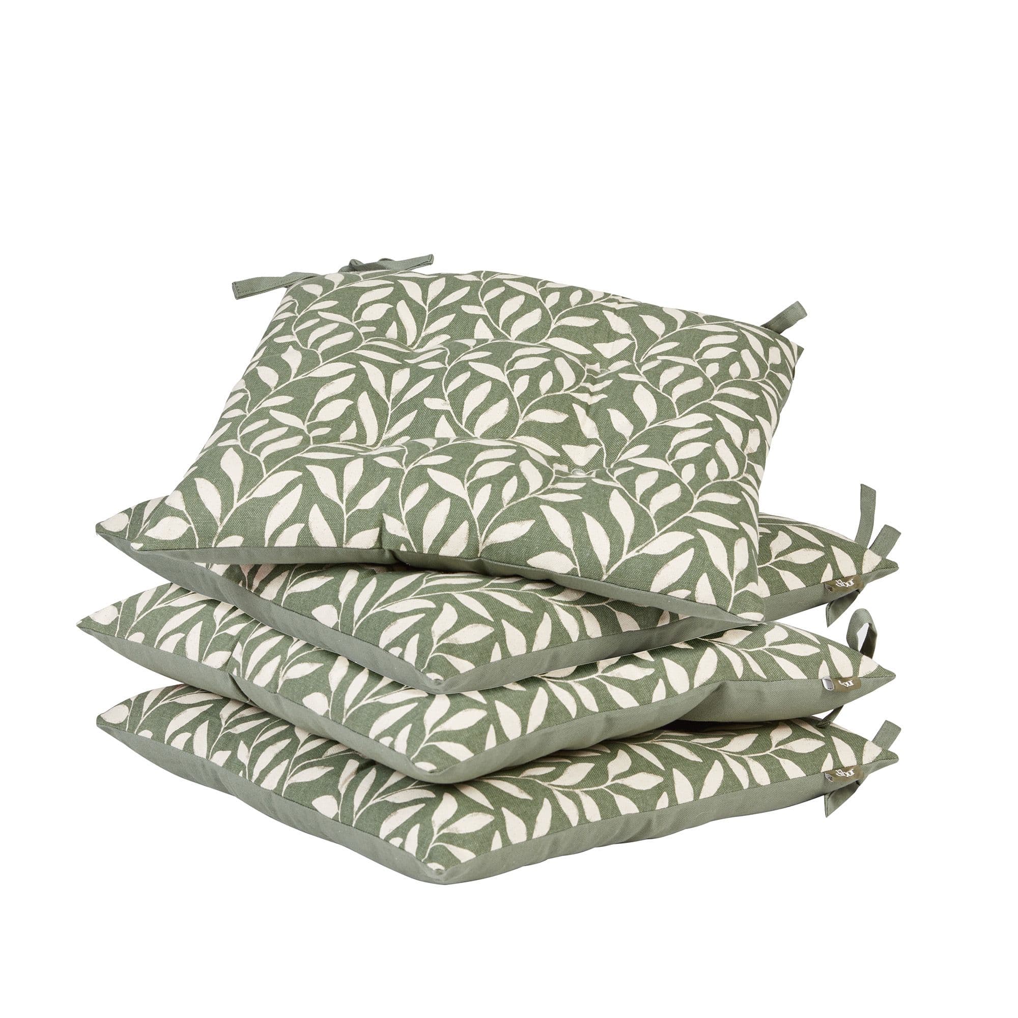 Set 4 Oakleigh Cotton Leaf Indoor Outdoor Garden Furniture Chair Sofa Seat Pads