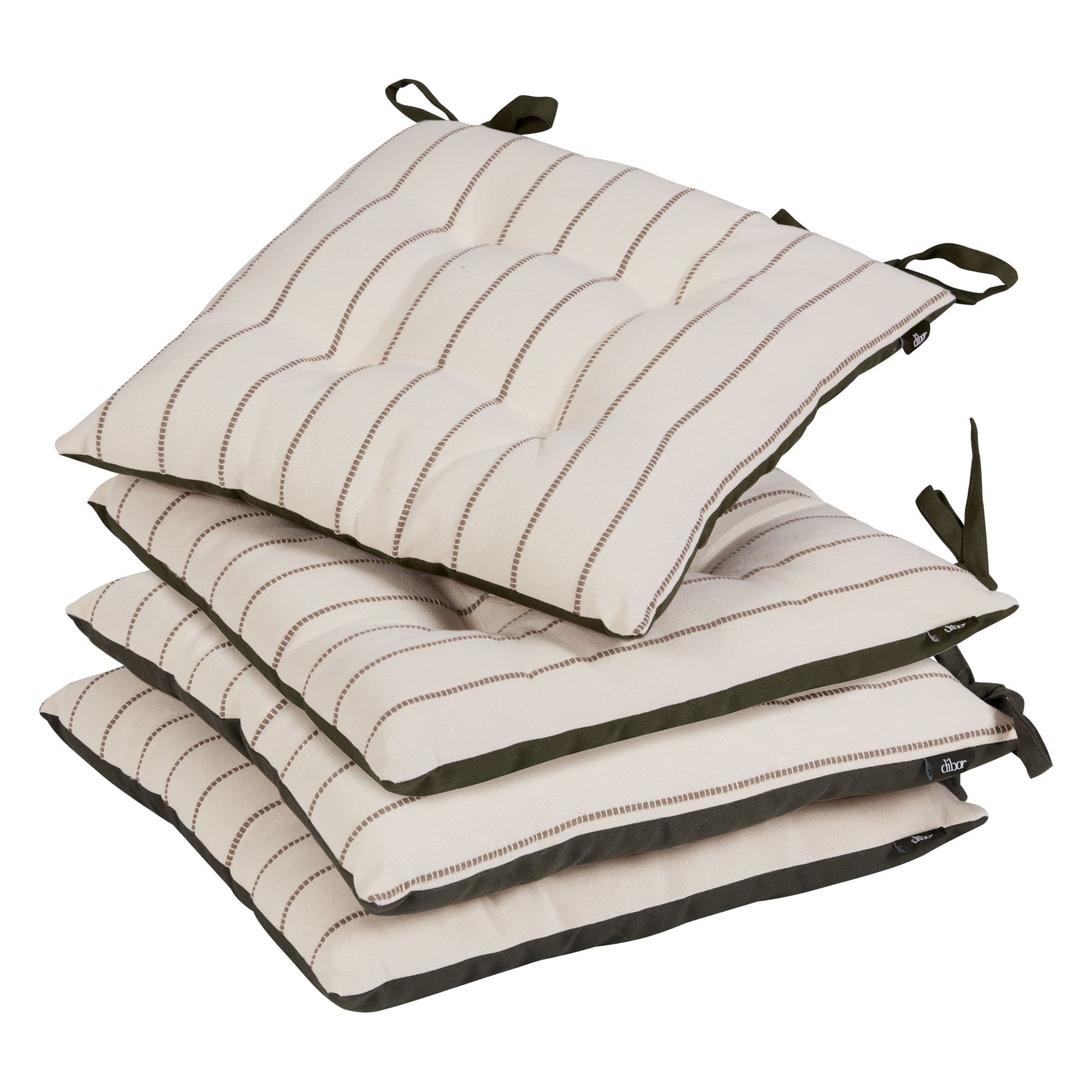 Set 4 Colbrook Cotton Stripe Indoor Outdoor Garden Furniture Chair Sofa Seat Pads