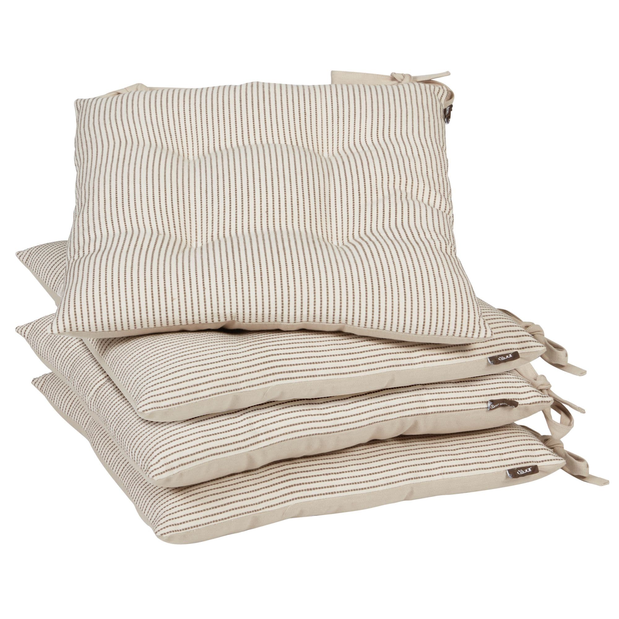 Set 4 Riseley Cotton Stripe Indoor Outdoor Garden Furniture Chair Sofa Seat Pads