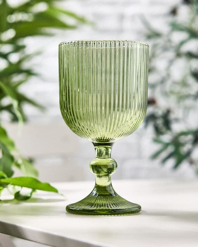 Set 2 Vintage Luxury Ribbed Drinking Wine Glass Wine Goblets