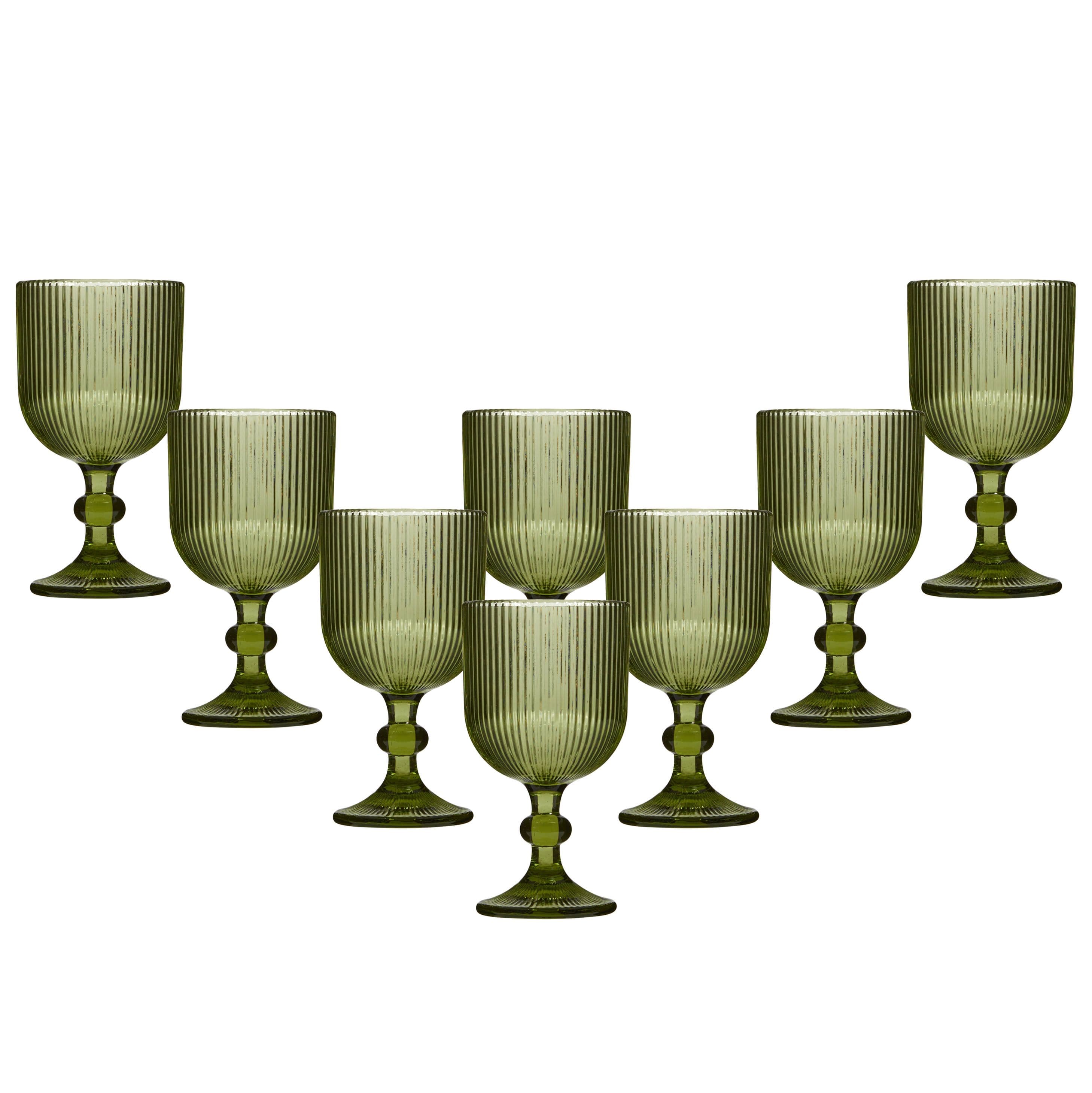 Set 8 Vintage Luxury Ribbed Drinking Wine Glass Wine Goblets